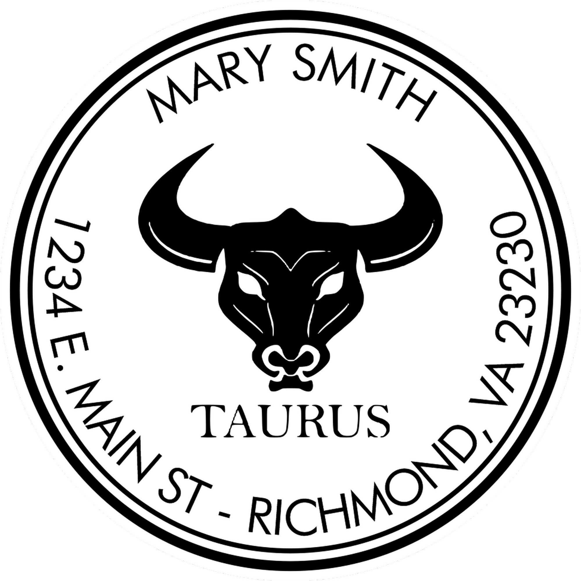Wood Handle Solid Taurus Custom Made Mailing Stamp