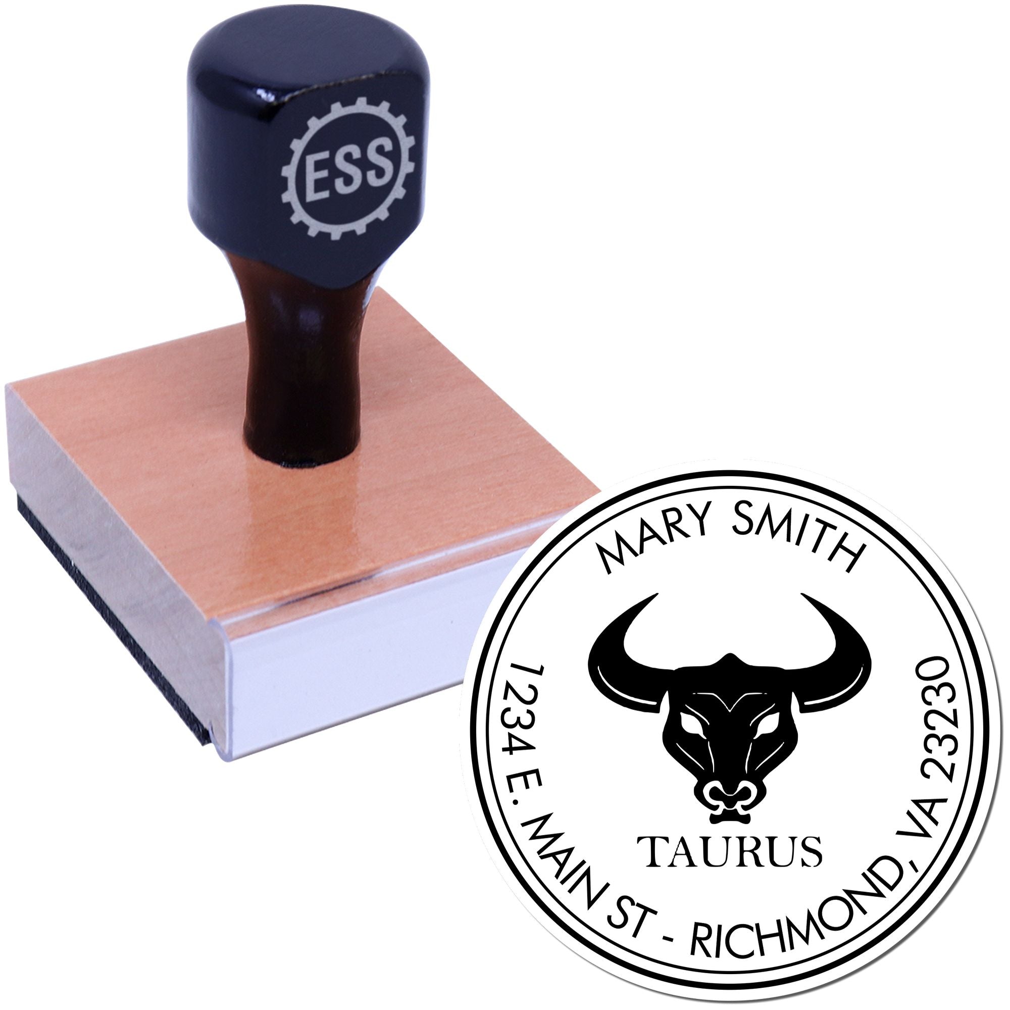 Wood Handle Solid Taurus Custom Made Mailing Stamp