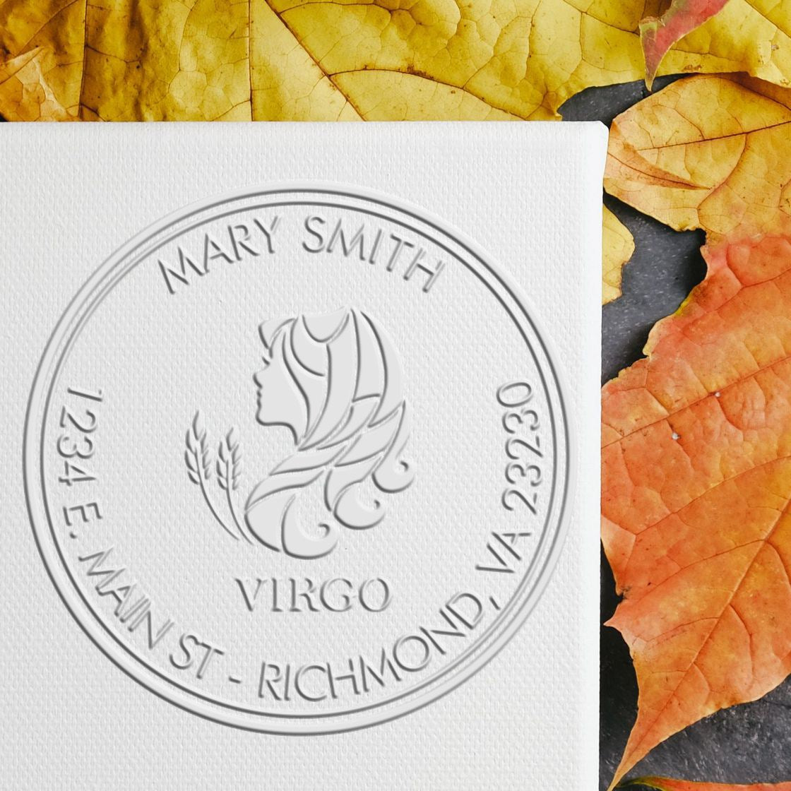 Hybrid Lovely Virgo Personalized Home Address Embossed Stamp - Engineer Seal Stamps