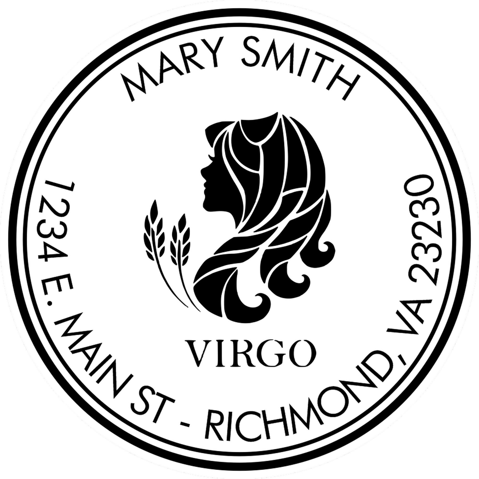 Wood Handle Lovely Virgo Custom Made Address Stamp - Engineer Seal Stamps