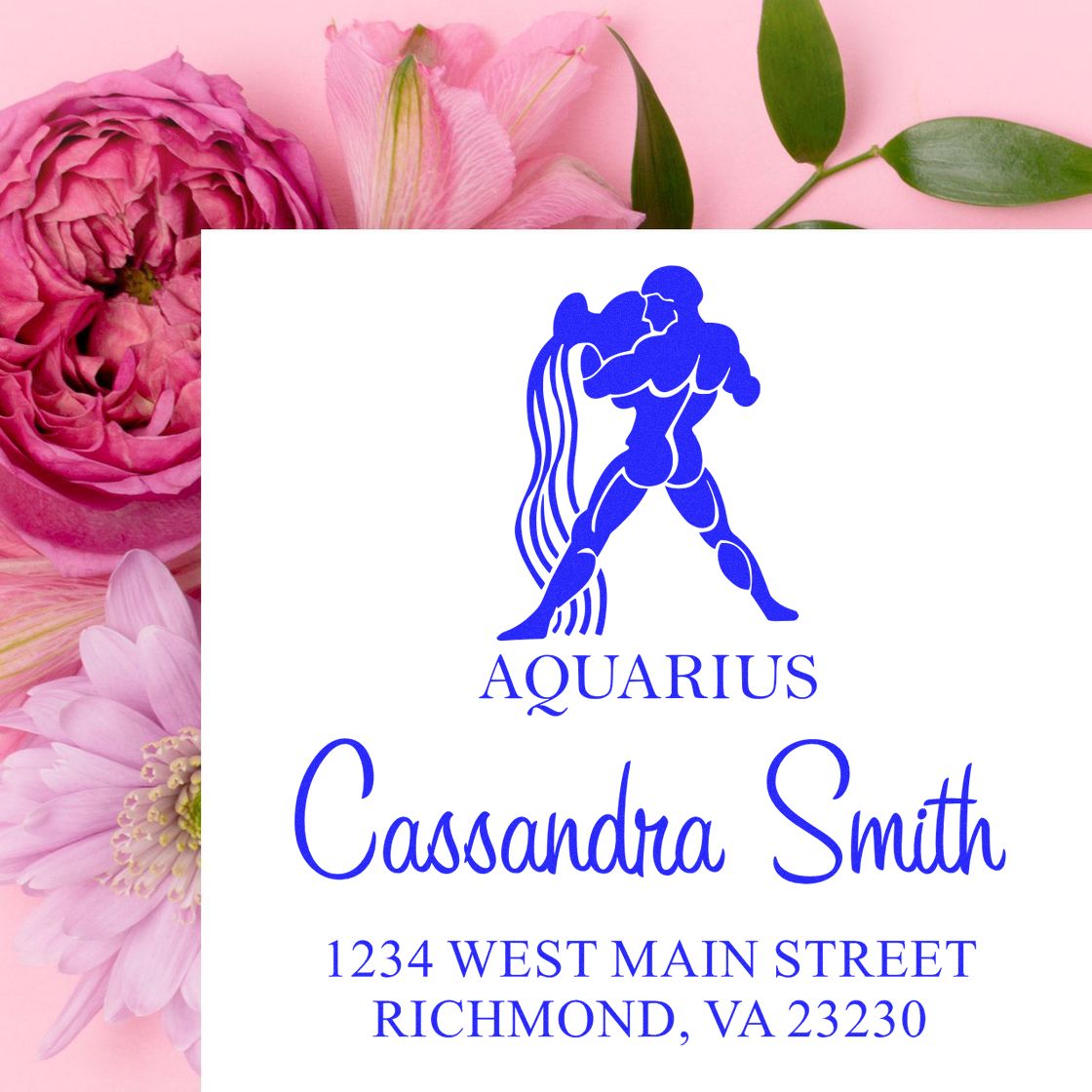 Innovative Aquarius Zodiac Personalized Return Address Stamp - Engineer Seal Stamps