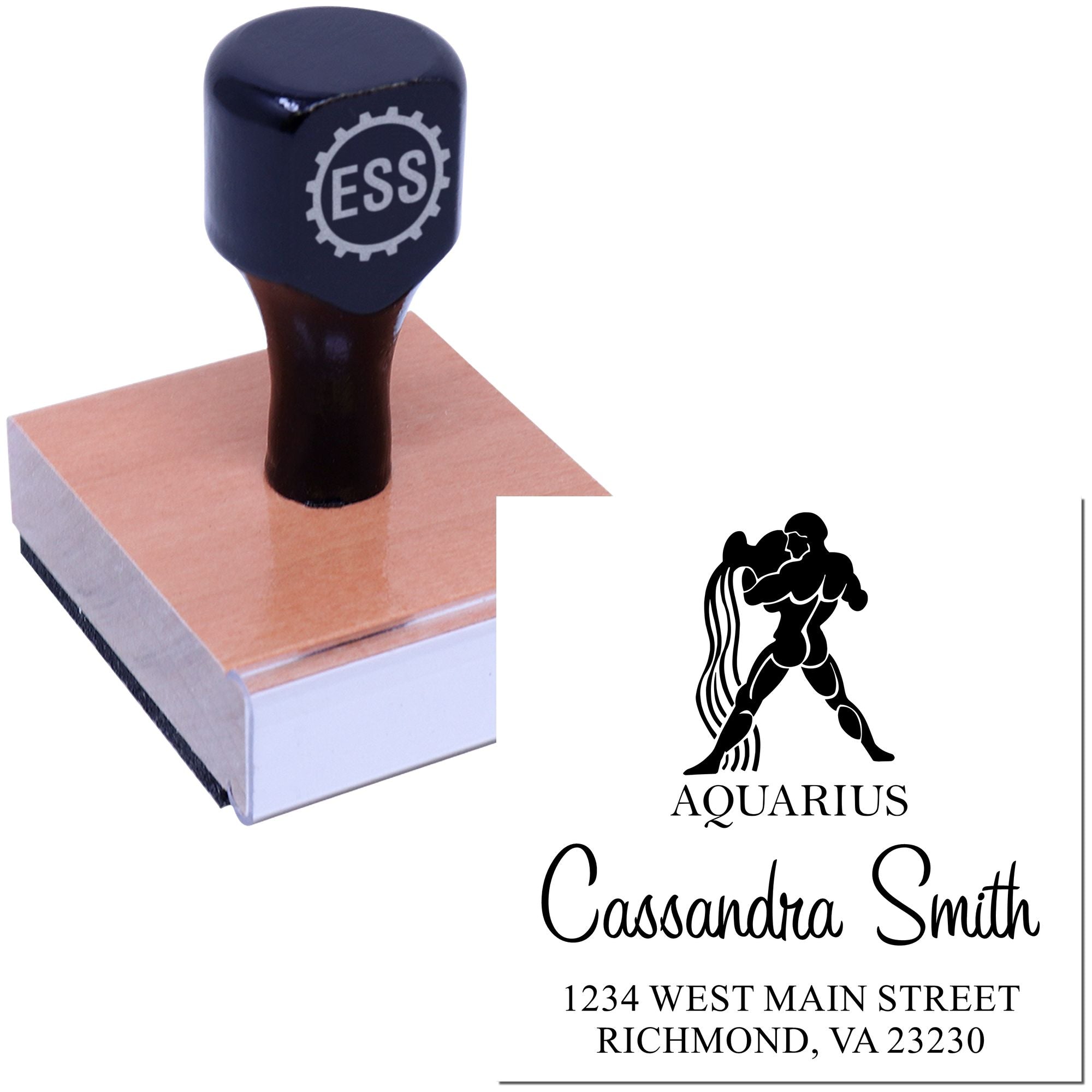 Innovative Aquarius Zodiac Personalized Return Address Stamp - Engineer Seal Stamps