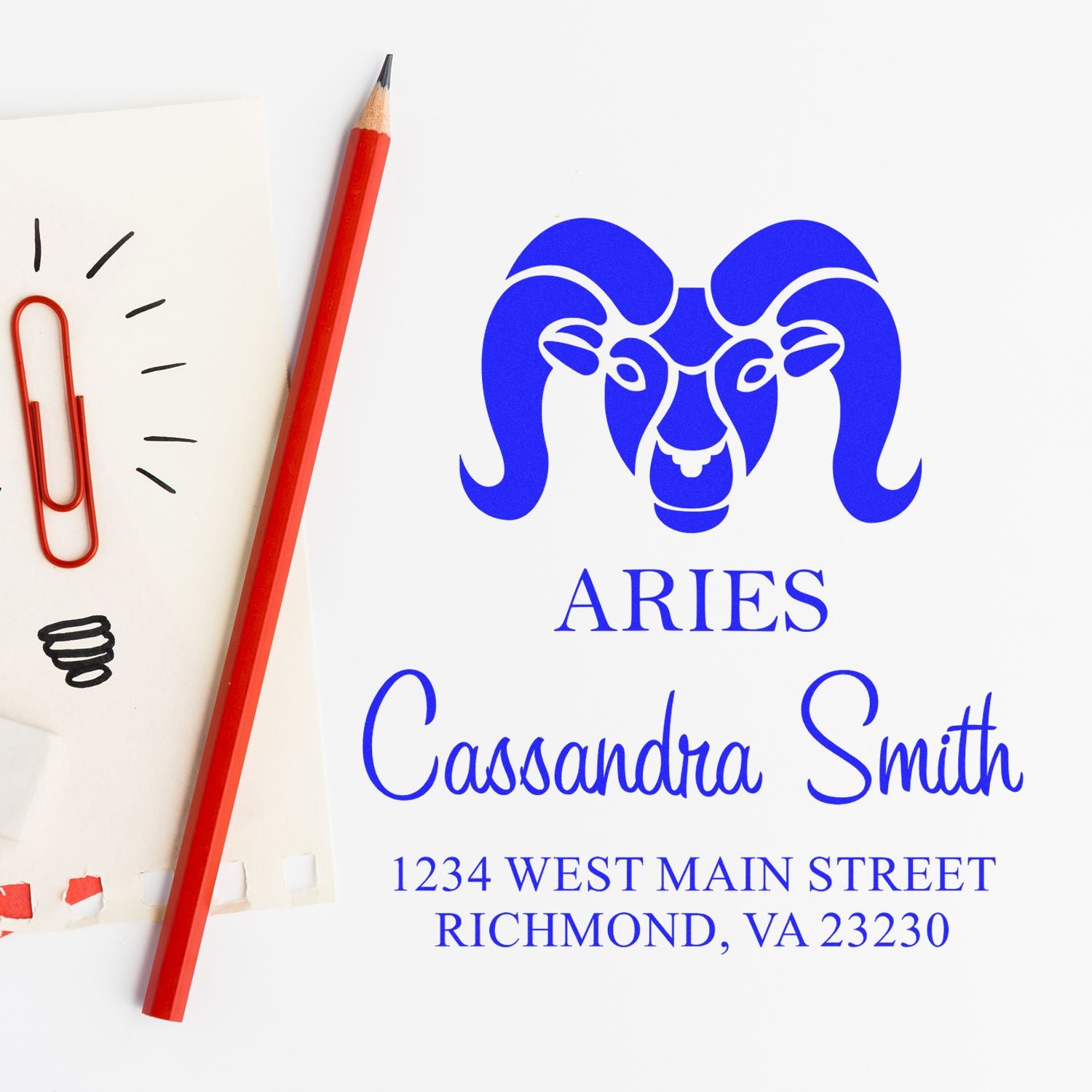 Energetic Aries Zodiac Return Address Stamp - Engineer Seal Stamps