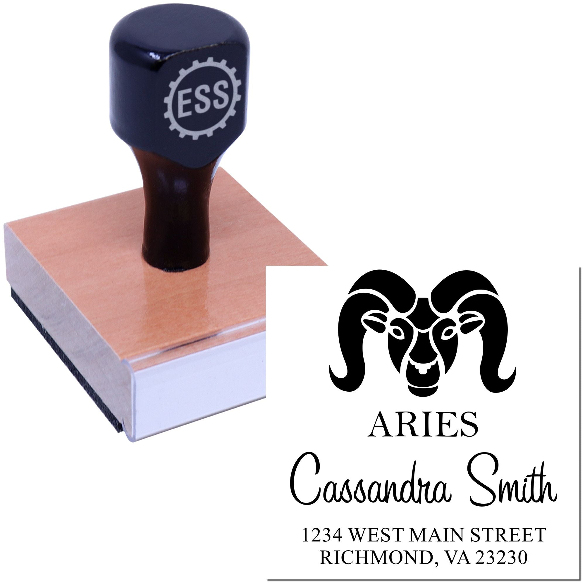 Energetic Aries Zodiac Personalized Return Address Stamper