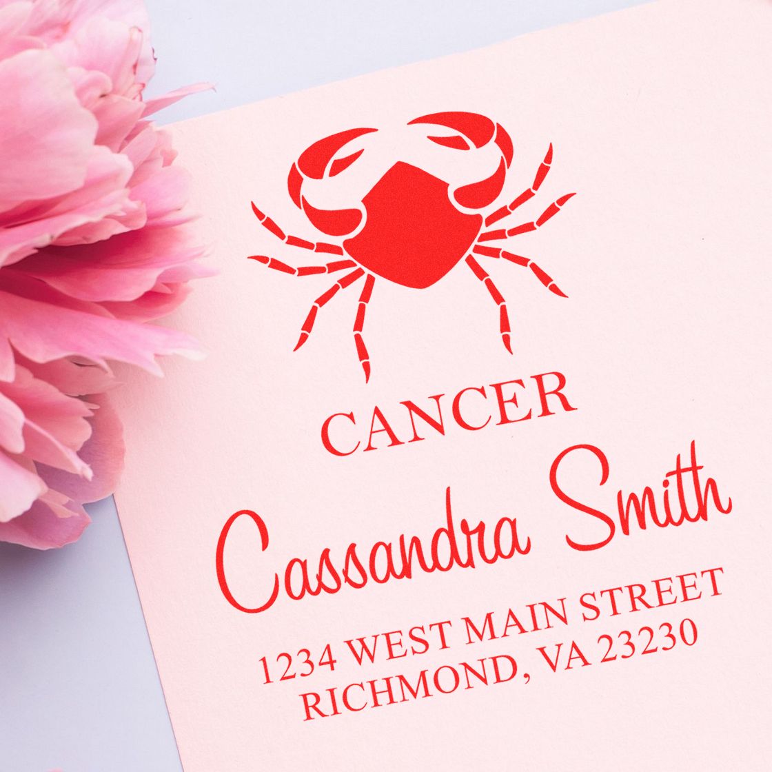 Intuitive Cancer Zodiac Personalized Address Stamp - Engineer Seal Stamps