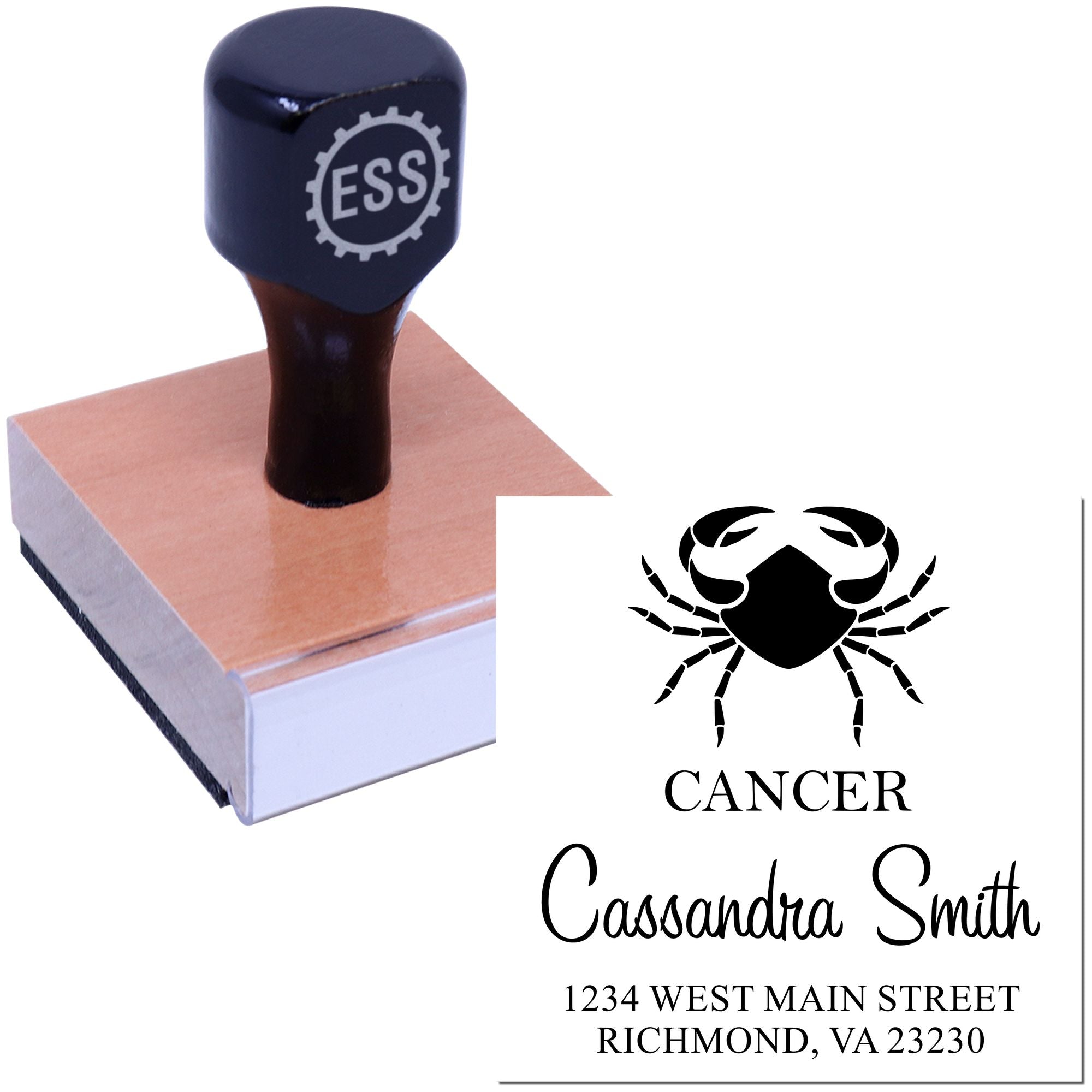 Intuitive Cancer Zodiac Personalized Address Stamp - Engineer Seal Stamps