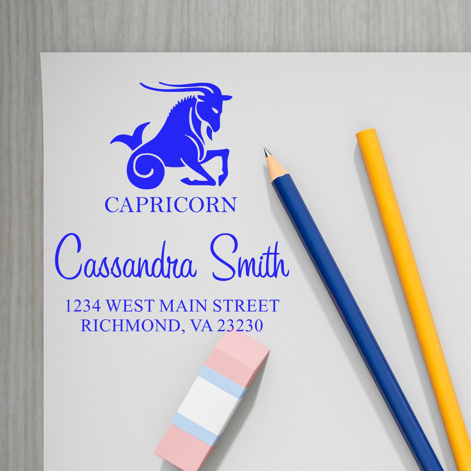 Ambitious Capricorn Zodiac Personalized Address Stamper - Engineer Seal Stamps