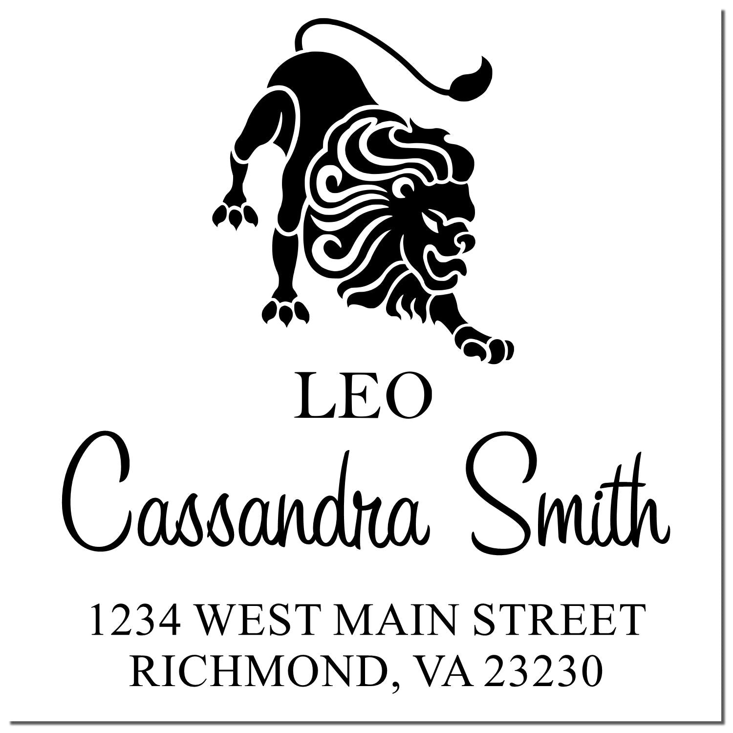 Confident Leo Zodiac Name And Address Stamp - Engineer Seal Stamps