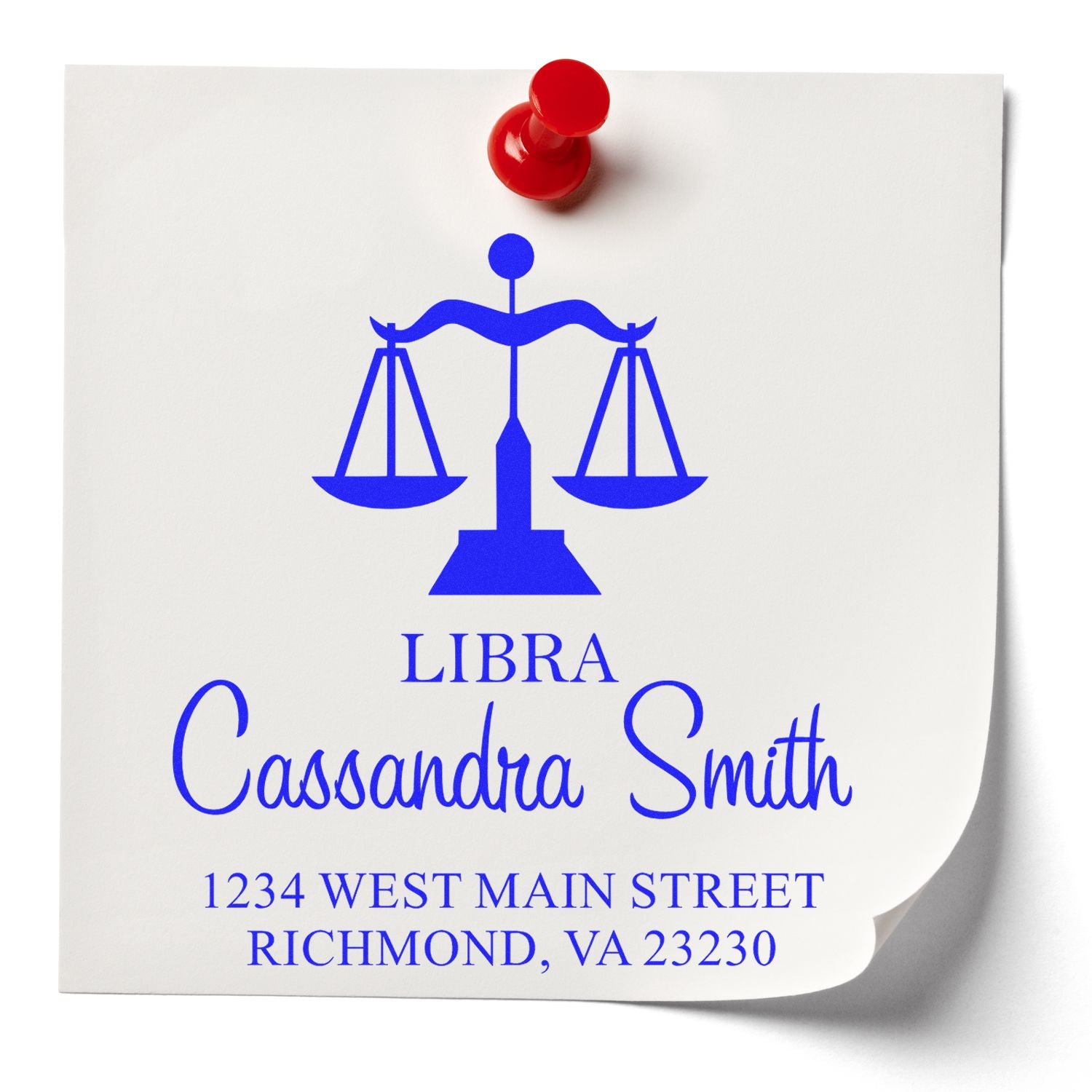 Balanced Libra Zodiac Personalized Return Address Stamp - Engineer Seal Stamps
