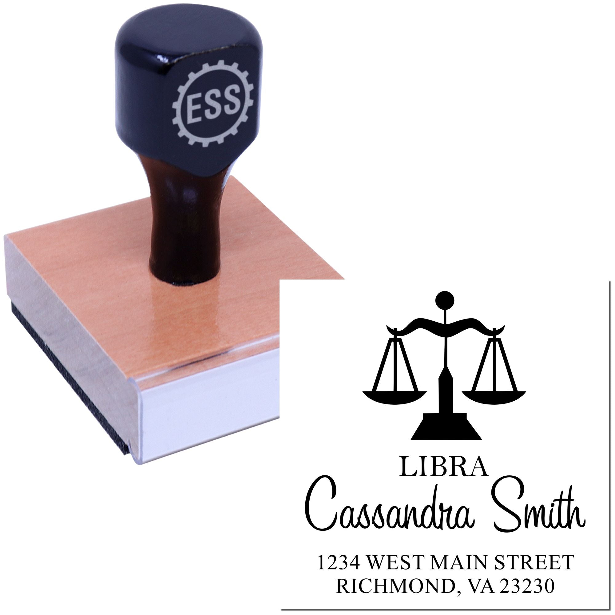 Balanced Libra Zodiac Personalized Return Address Stamp - Engineer Seal Stamps