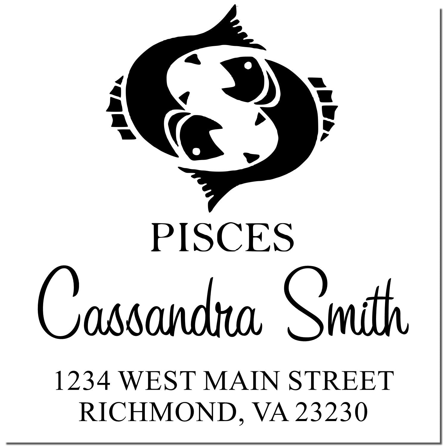Gentle Pisces Zodiac Personalized Return Address Stamper - Engineer Seal Stamps