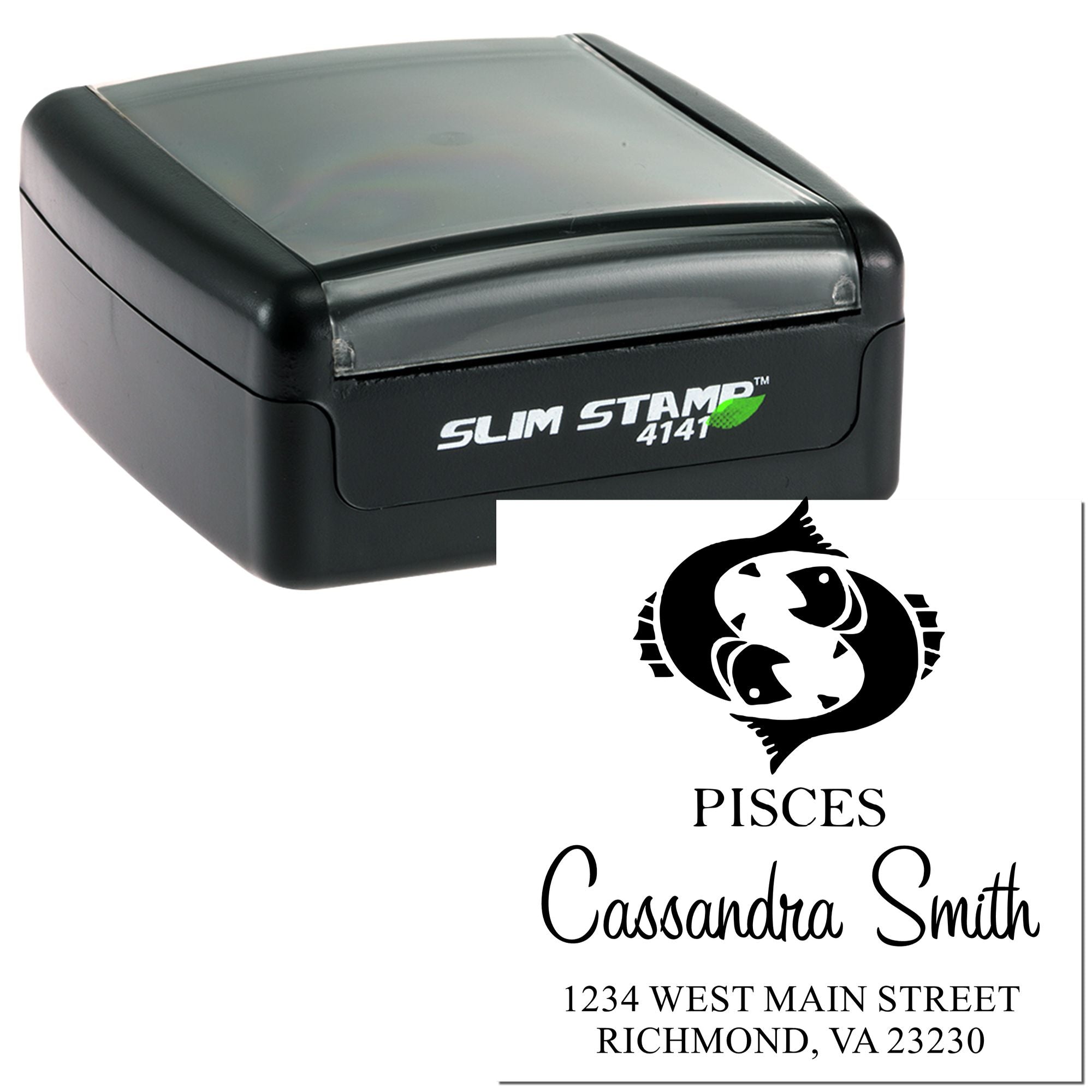Gentle Pisces Zodiac Return Address Stamp - Engineer Seal Stamps
