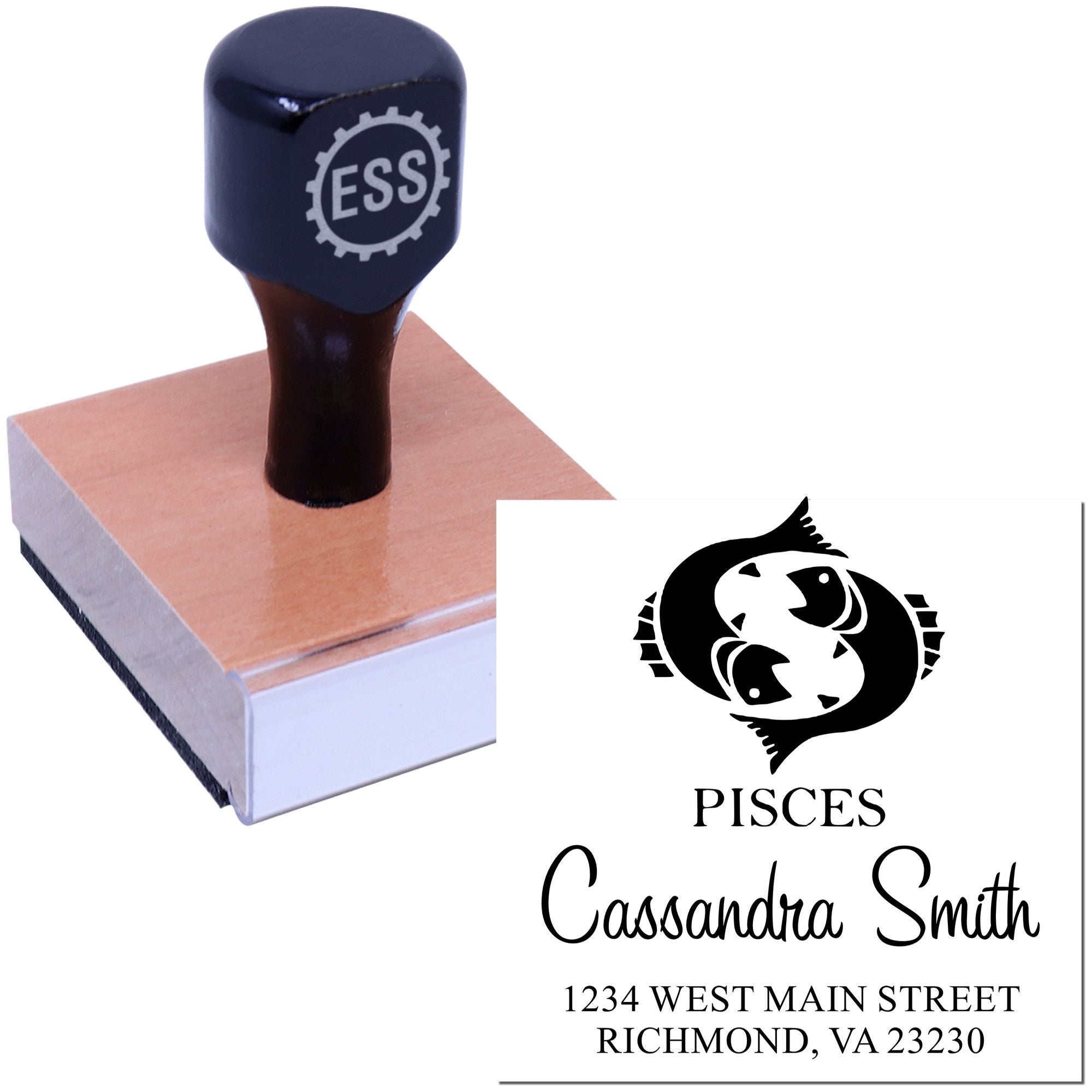 Gentle Pisces Zodiac Personalized Return Address Stamper
