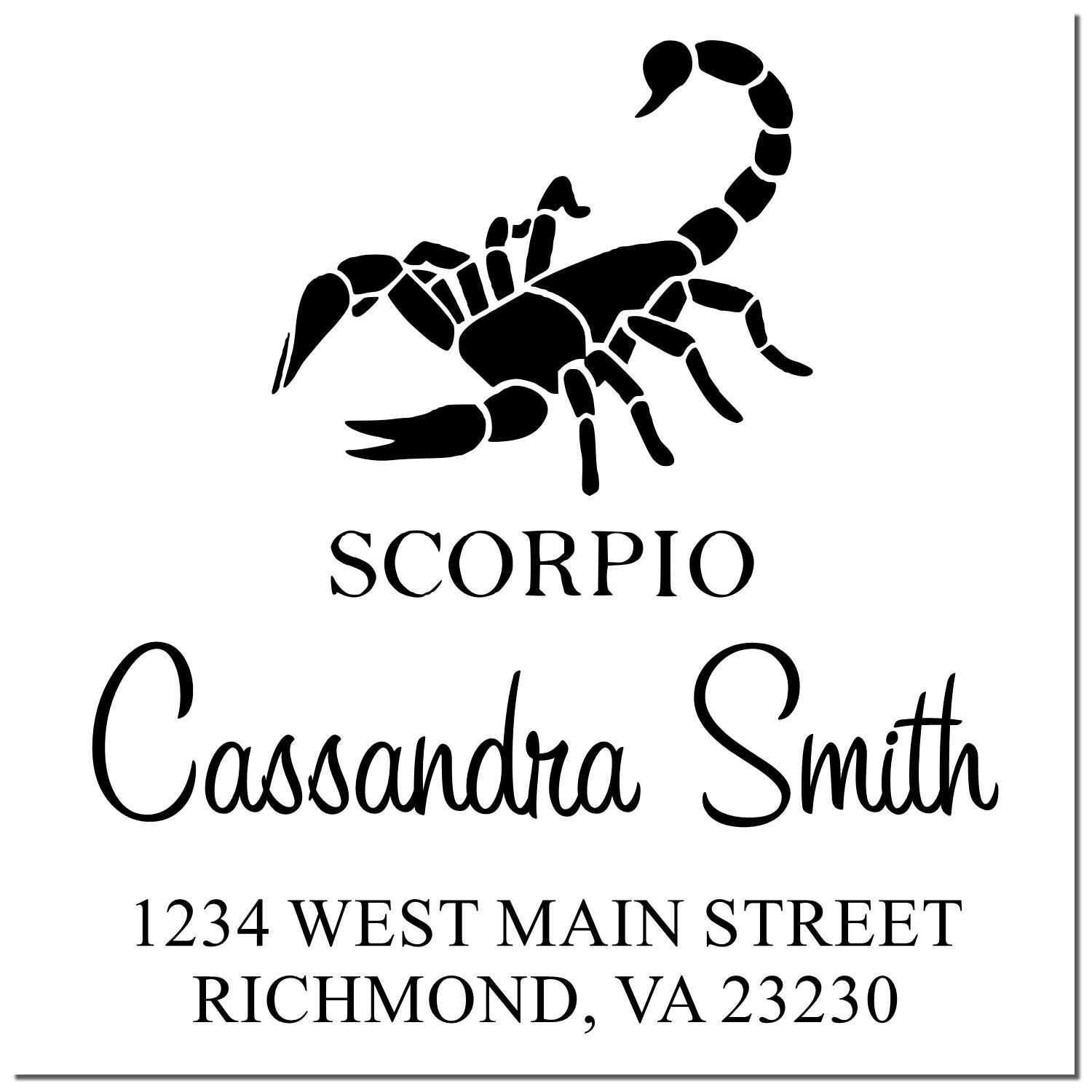 Intense Scorpio Zodiac Personalized Home Address Stamper - Engineer Seal Stamps