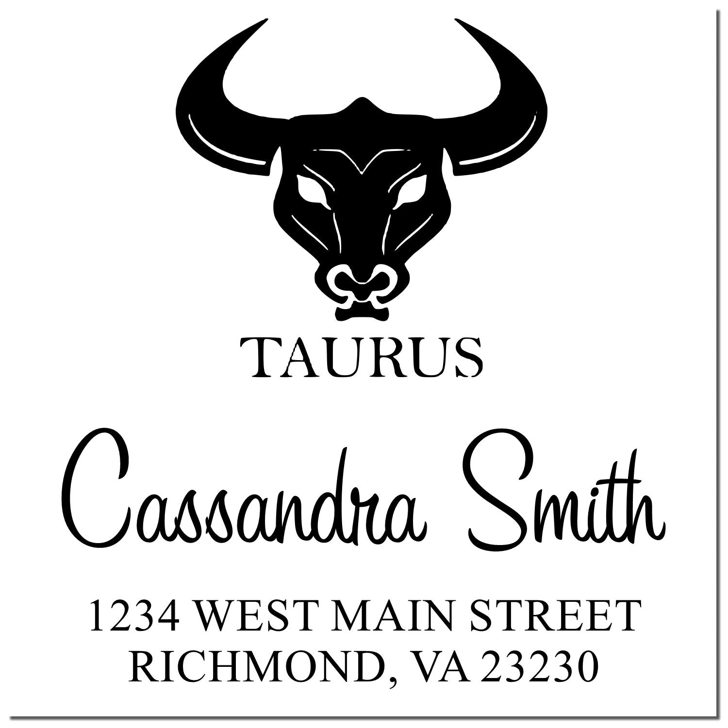 Practical Taurus Zodiac Personalized Return Address Stamp - Engineer Seal Stamps