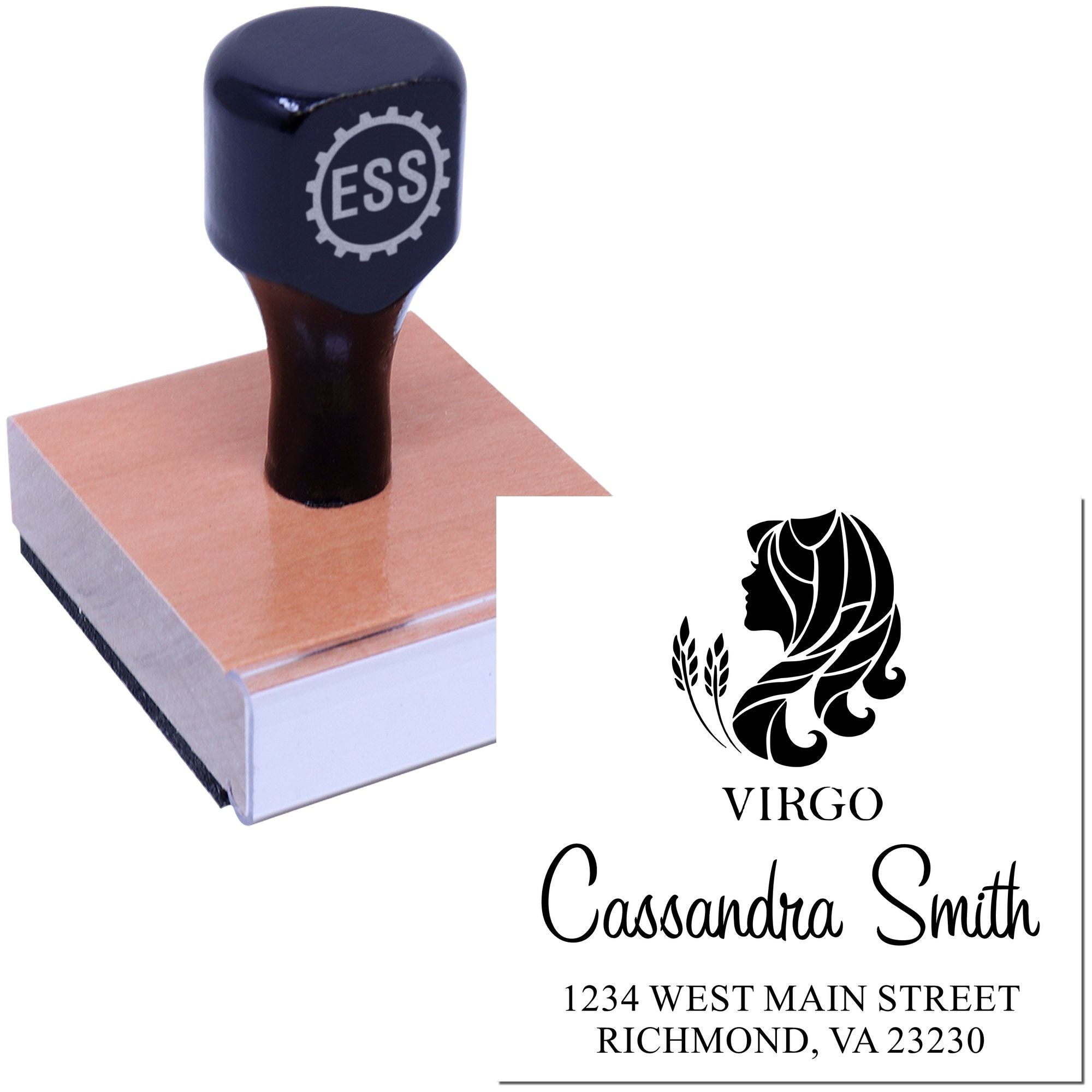Discerning Virgo Zodiac Personalized Return Address Stamper