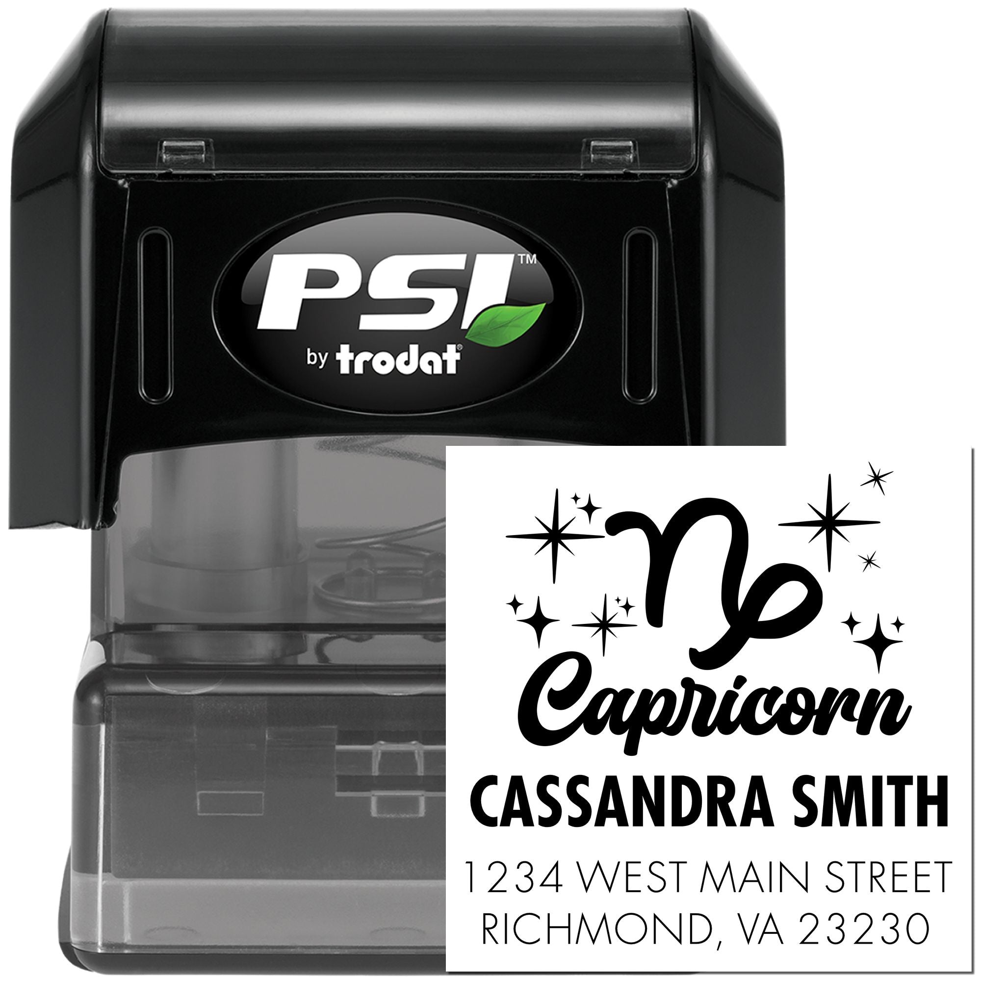 Disciplined Capricorn Celestial Personalized Return Address Stamper - Engineer Seal Stamps