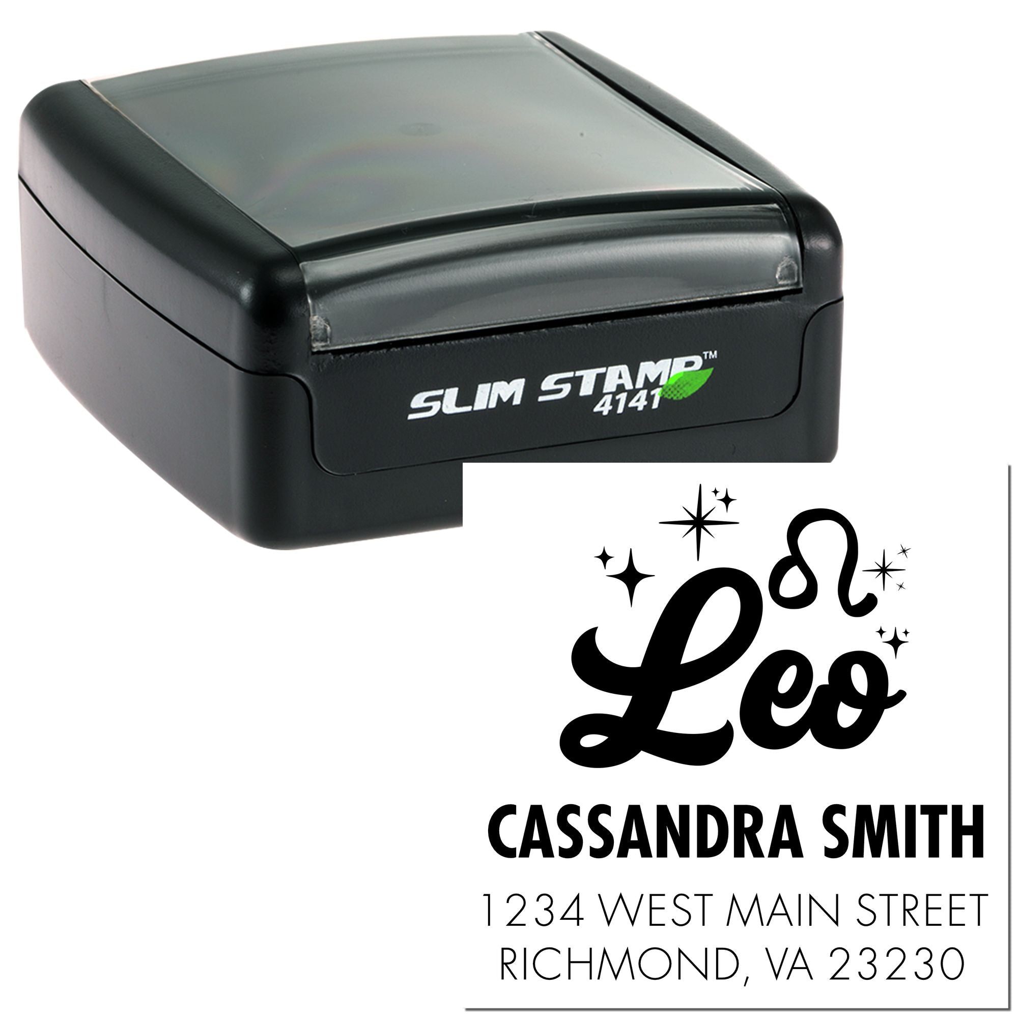 Charismatic Leo Zodiac Custom Made Name And Address Stamp - Engineer Seal Stamps