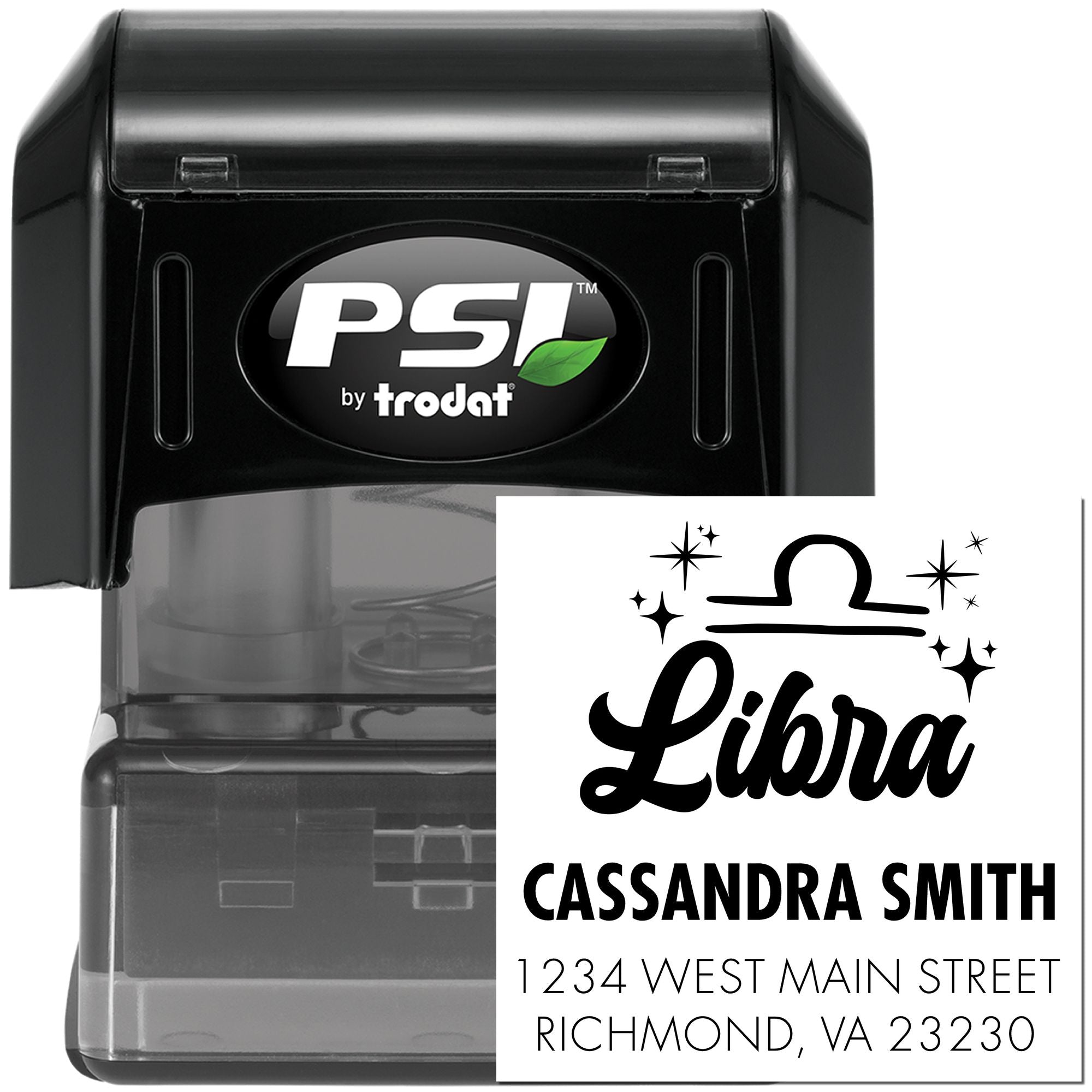 Harmonious Libra Celestial Personalized Return Address Stamp - Engineer Seal Stamps