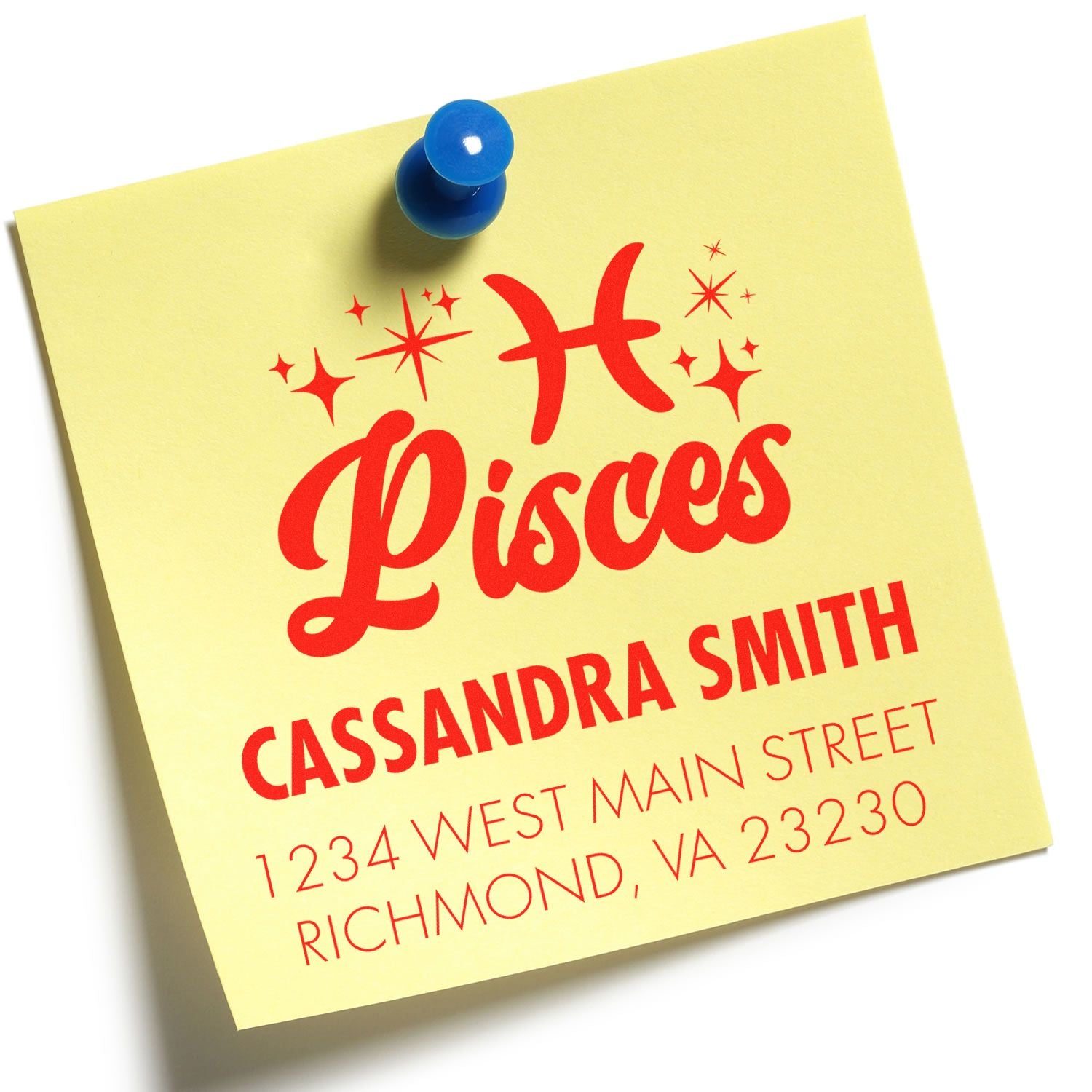 Empathetic Pisces Zodiac Custom Made Return Address Stamp - Engineer Seal Stamps