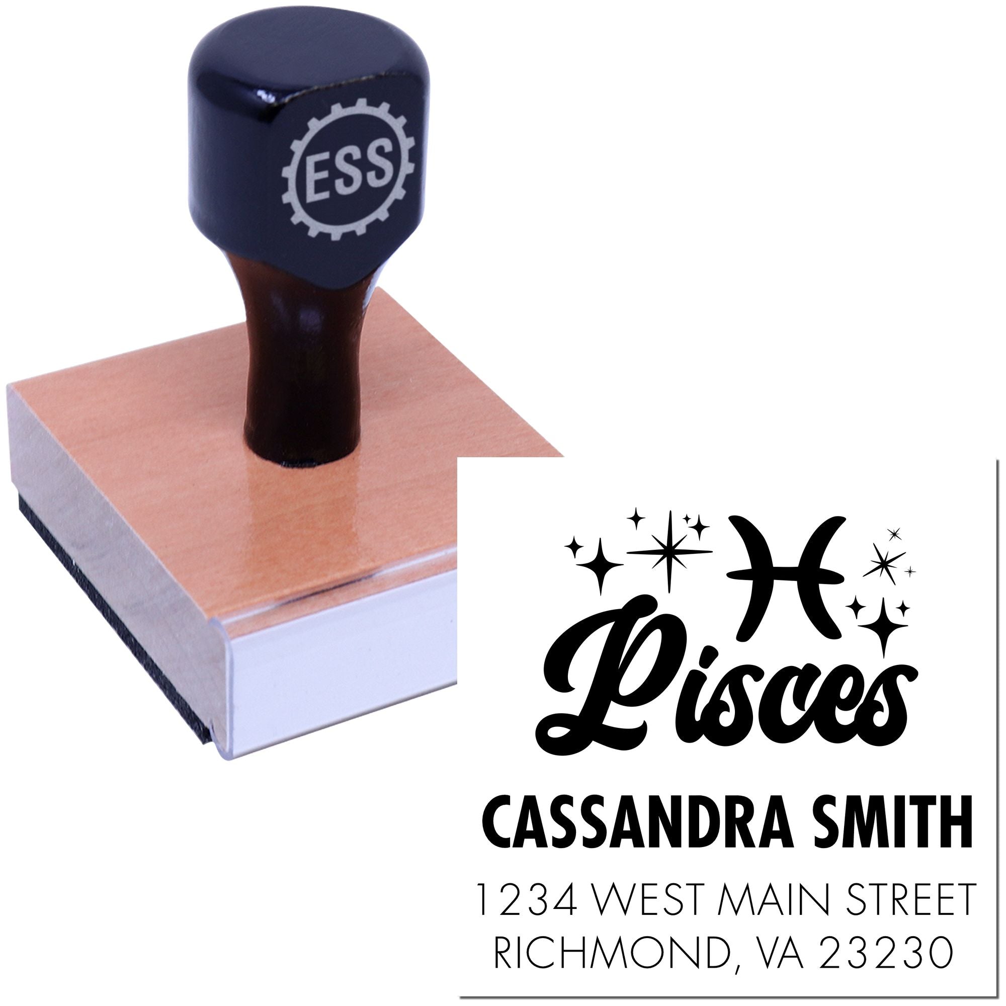 Celesital Empathetic Pisces Personalized Return Address Stamper