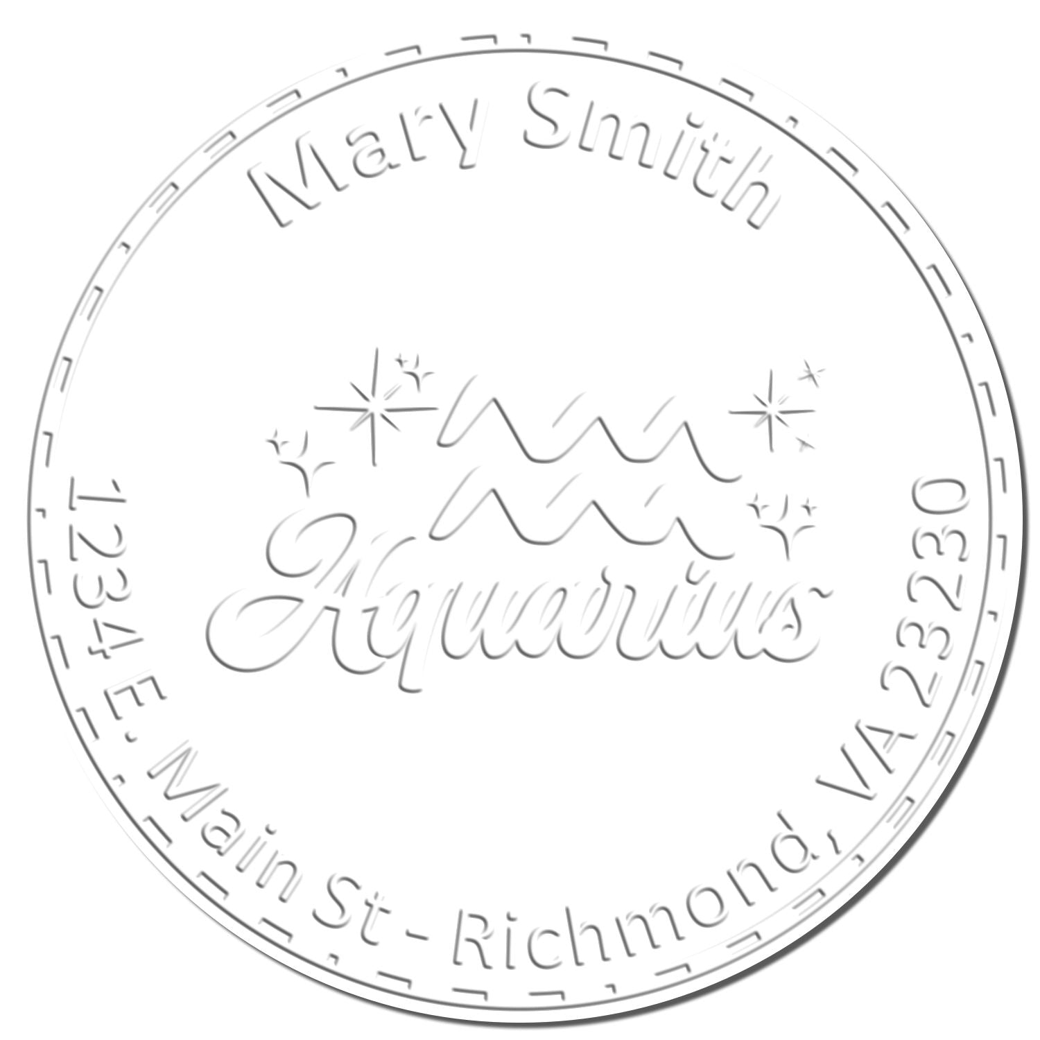 Soft Visionary Aquarius Personalized Address Embossed Stamp - Engineer Seal Stamps
