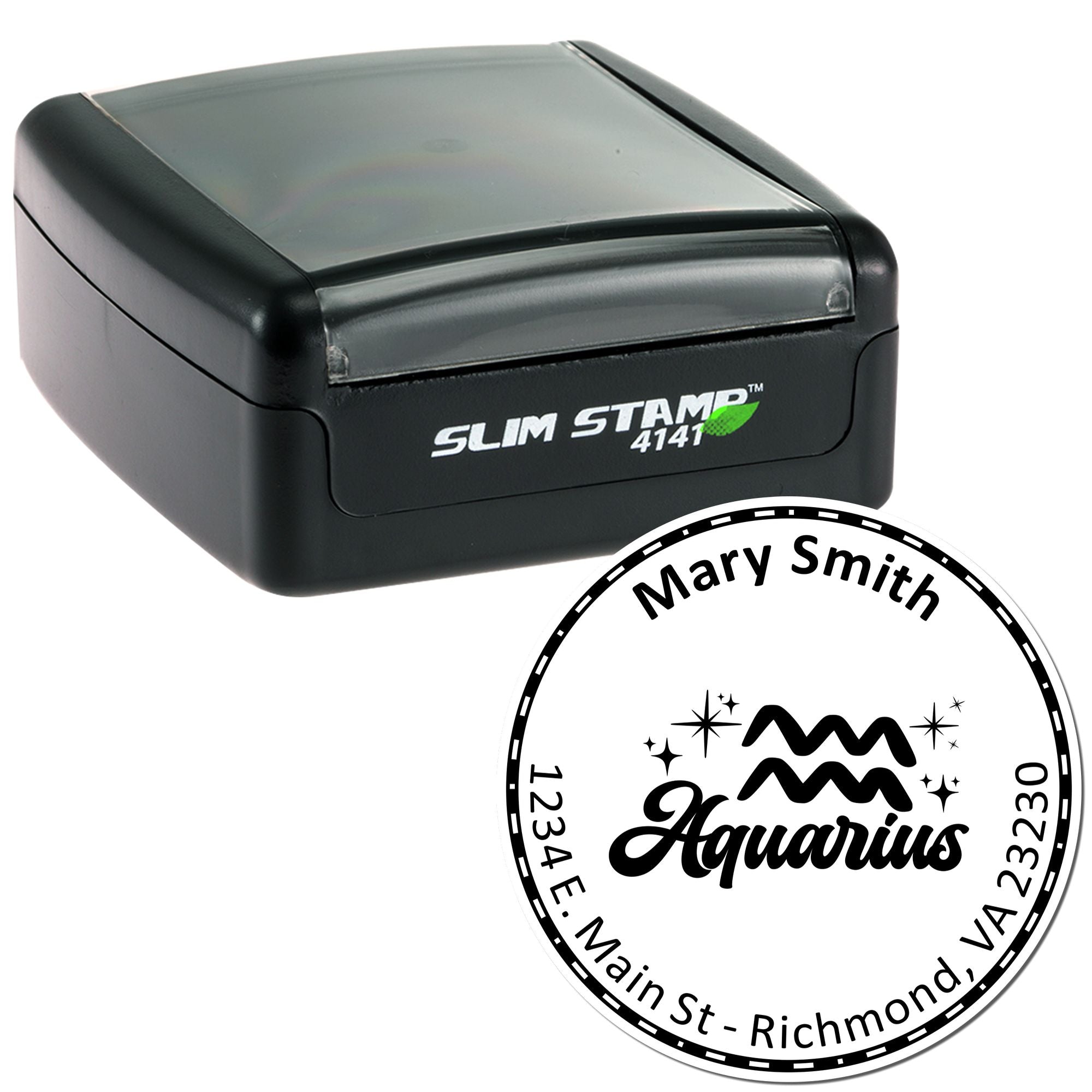 Portable Pre-Inked Visionary Aquarius Customized Return Address Stamp - Engineer Seal Stamps