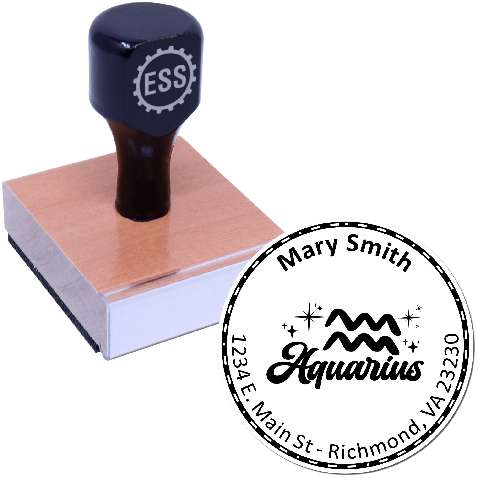 Wood Handle Visionary Aquarius Custom Made Home Stamp