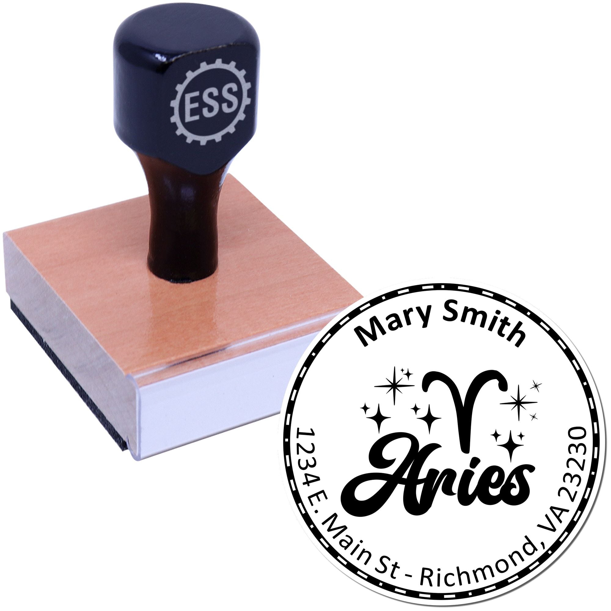 Wood Handle Assertive Aries Custom Made Envelope Stamp