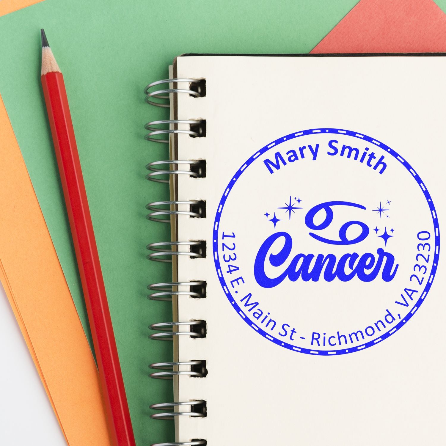 Wood Handle Compassionate Cancer Custom Made Name And Address Stamp - Engineer Seal Stamps