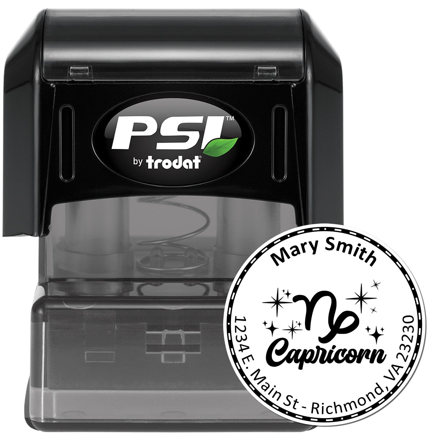 PSI Pre-Inked Responsible Capricorn Custom Name And Address Stamp - Engineer Seal Stamps