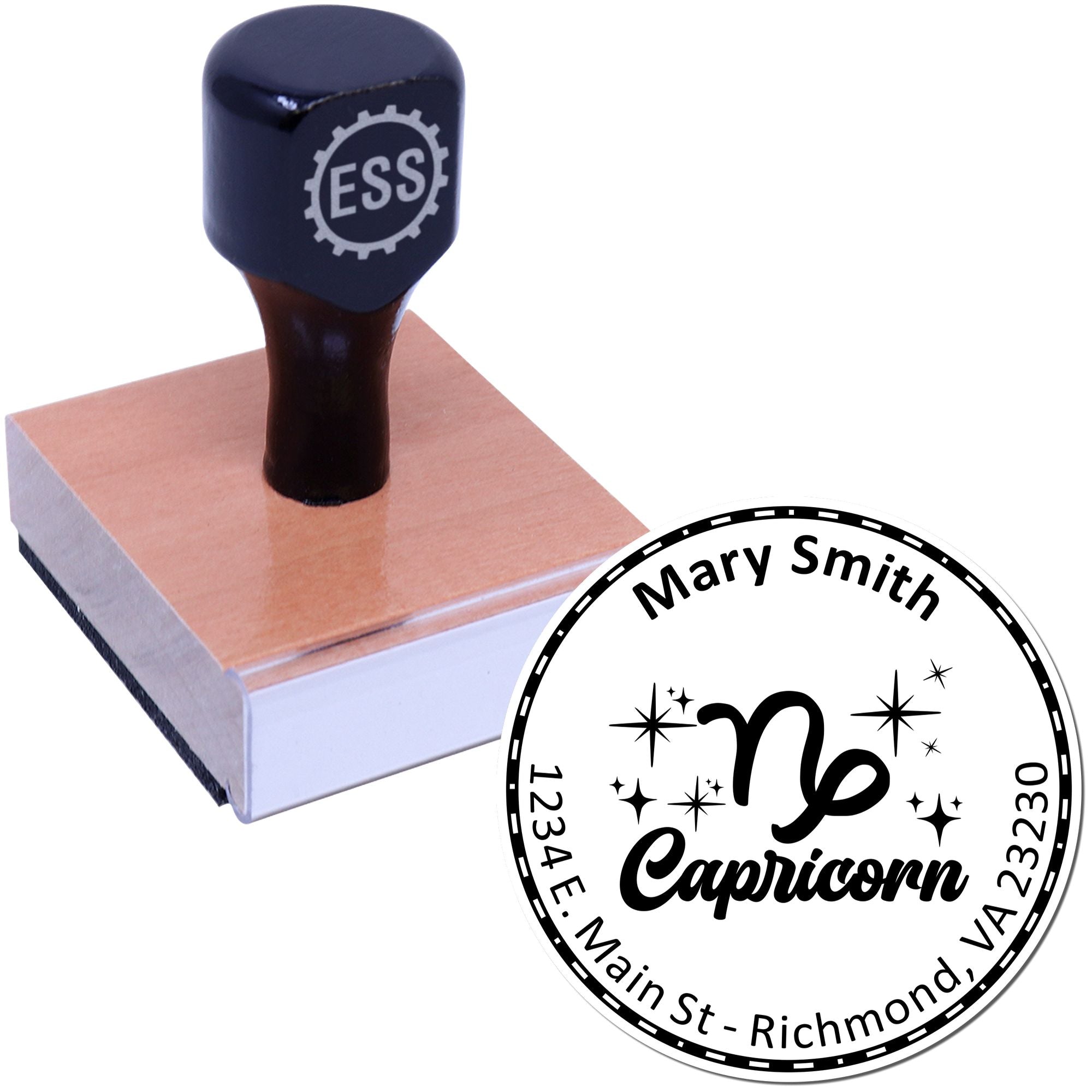 Wood Handle Responsible Capricorn Custom Made Return Address Stamp - Engineer Seal Stamps