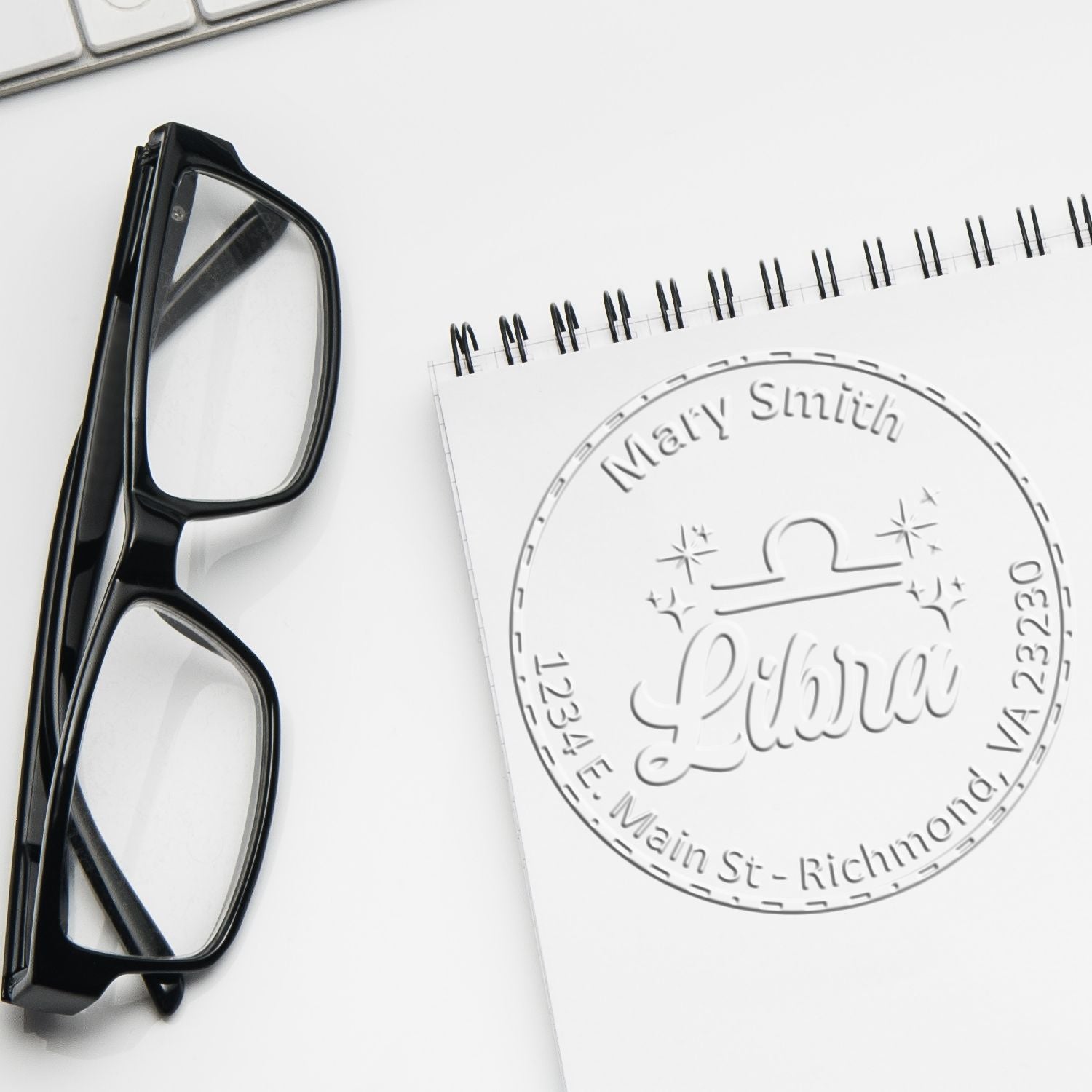 Soft Diplomatic Libra Personalized Home Embossed Stamp