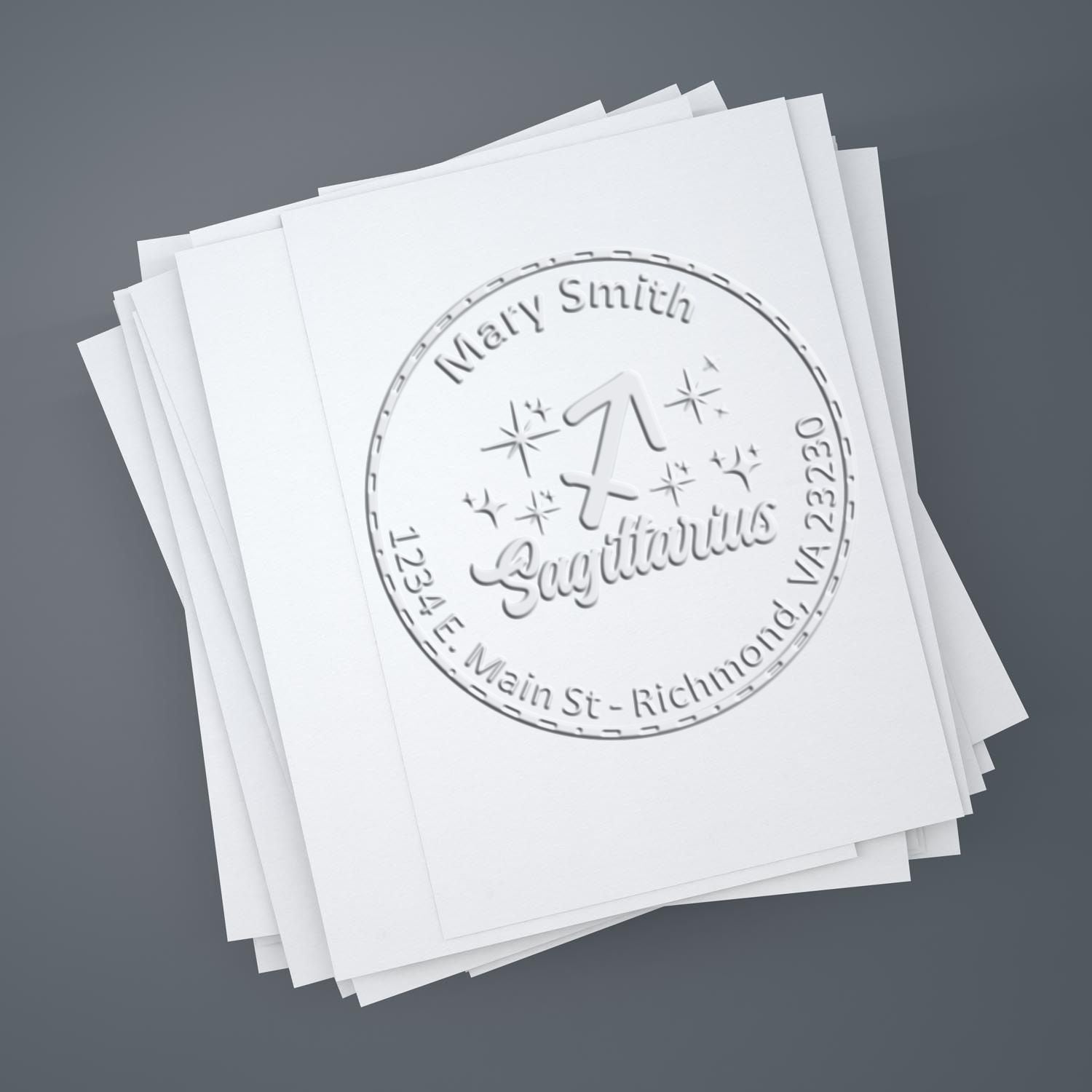 Hybrid Independent Sagittarius Personalized New Home Embossing Stamp - Engineer Seal Stamps