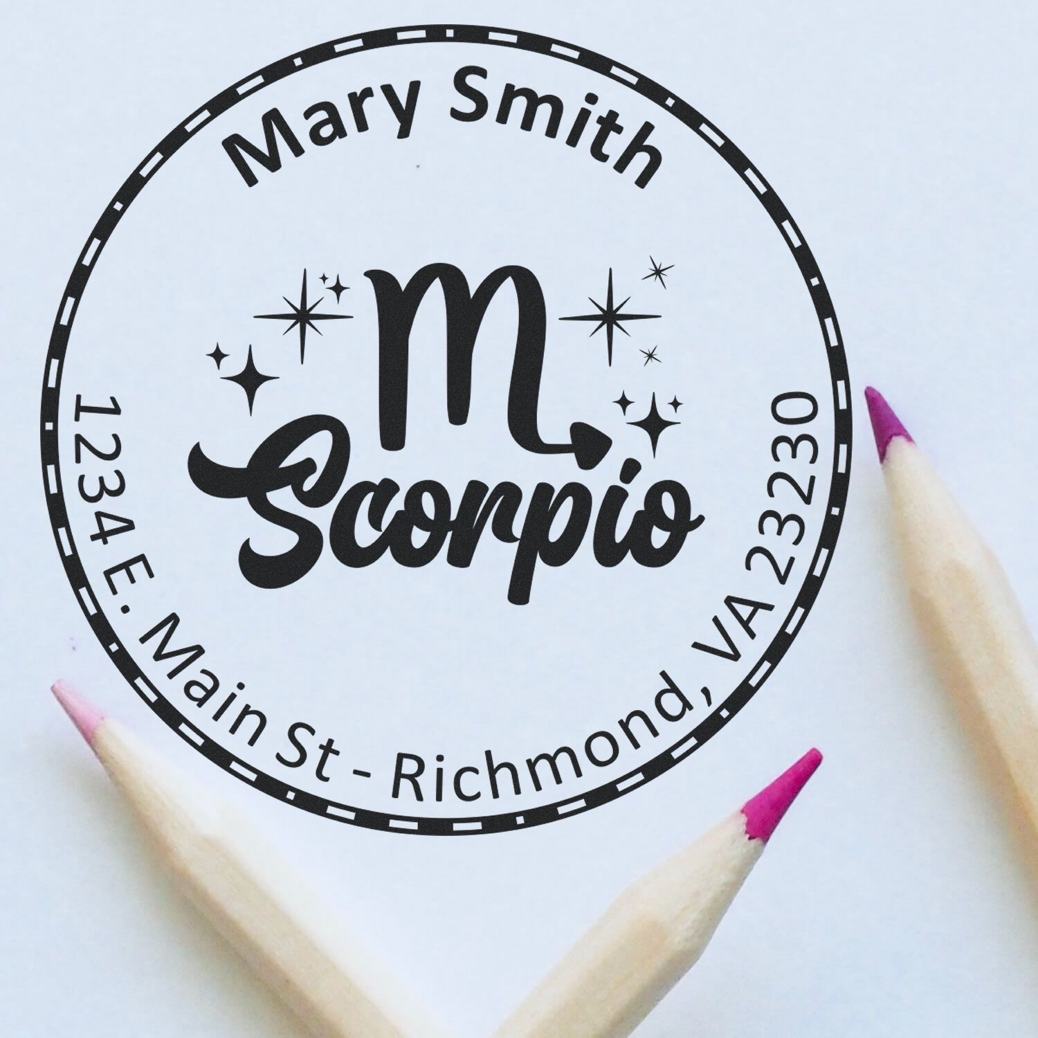 Wood Handle Mysterious Scorpio Personalized Home Stamp - Engineer Seal Stamps