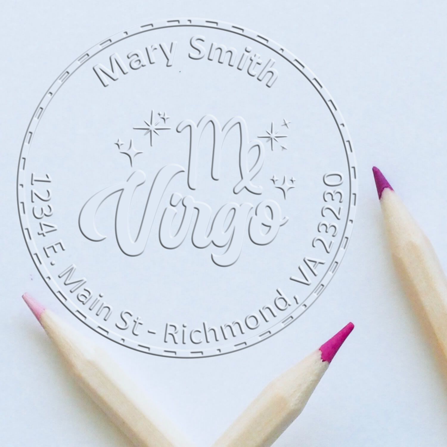 Desk Helpful Virgo Personalized Mail Embosser - Engineer Seal Stamps