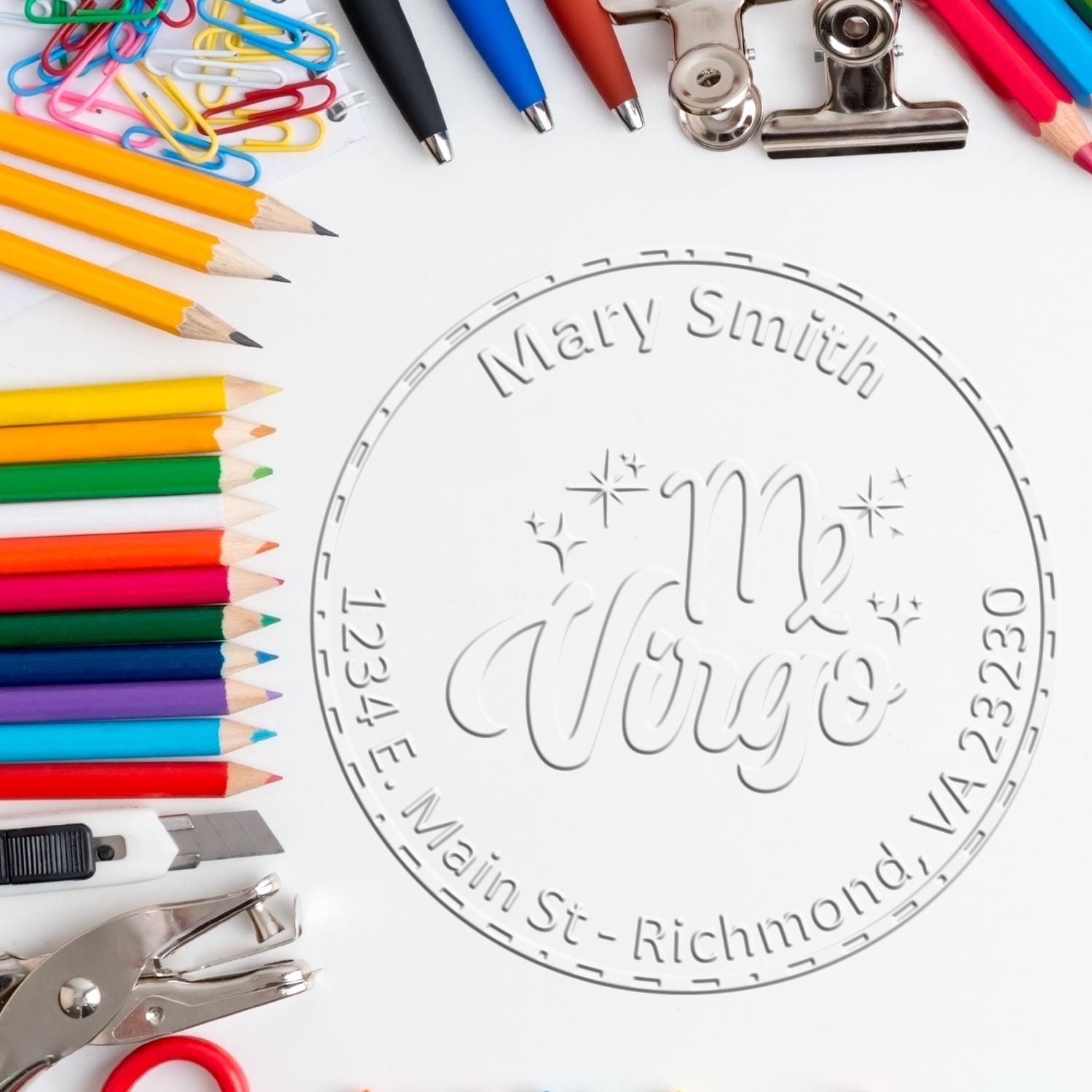 Hybrid Helpful Virgo Customized Mail Embossed Stamp - Engineer Seal Stamps