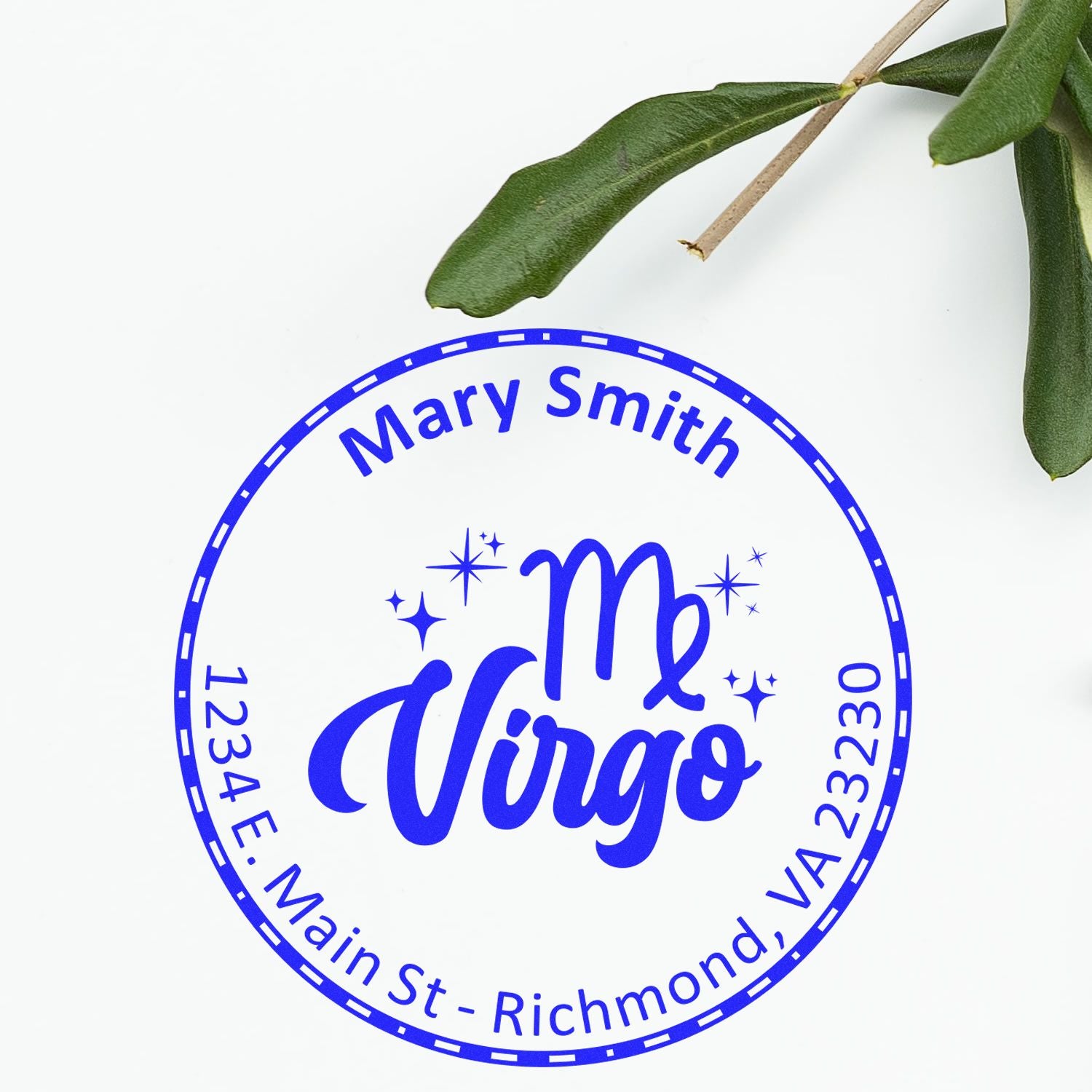 Wood Handle Helpful Virgo Personalized Name And Address Stamp - Engineer Seal Stamps