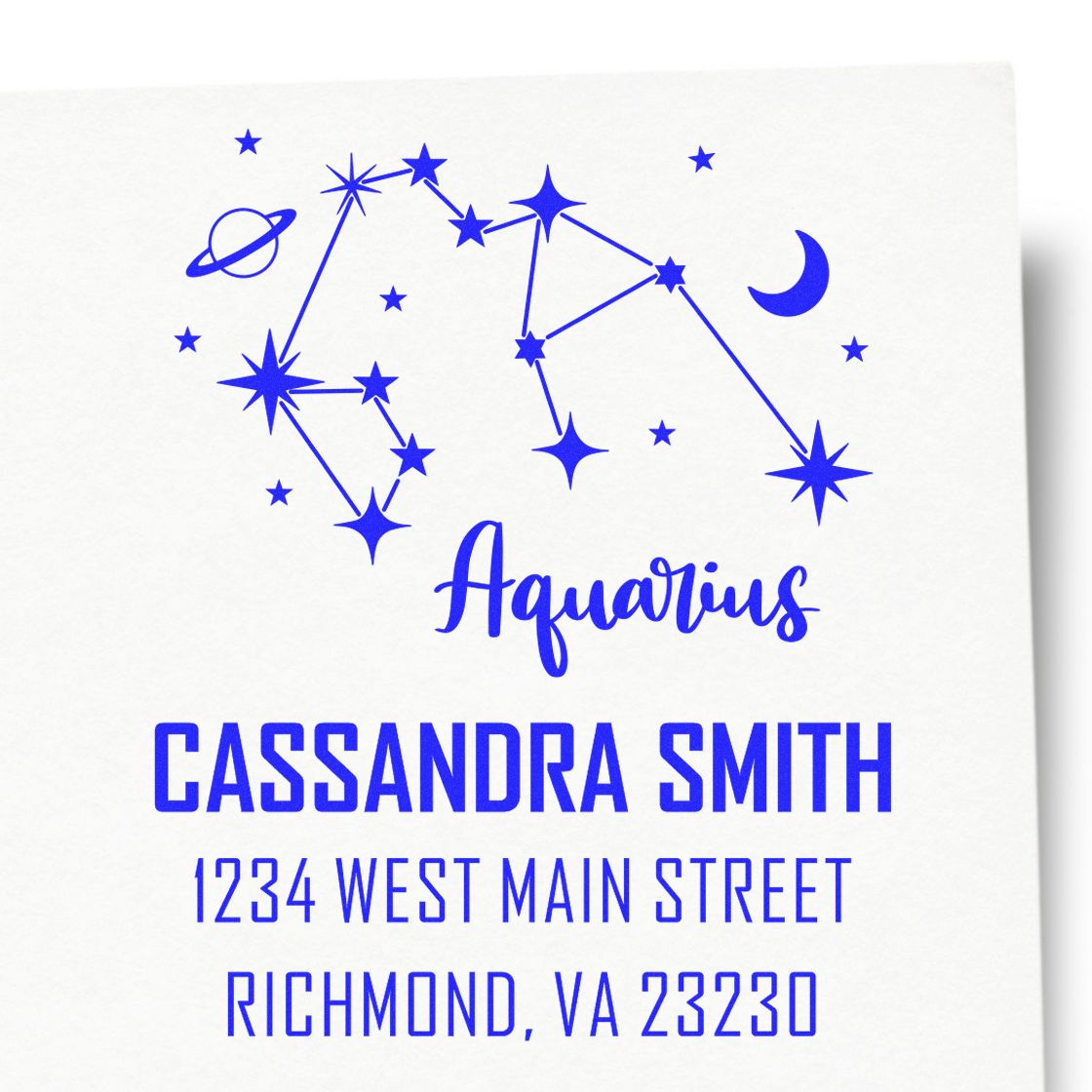 Celestial Intellectual Aquarius Self-Inking Personalized Return Address Stamper - Engineer Seal Stamps