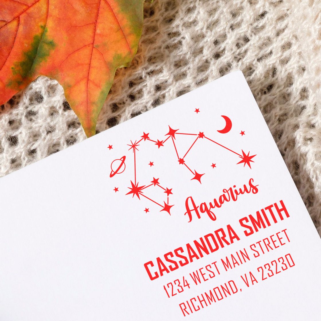 Intellectual Aquarius Zodiac Return Address Stamper - Engineer Seal Stamps