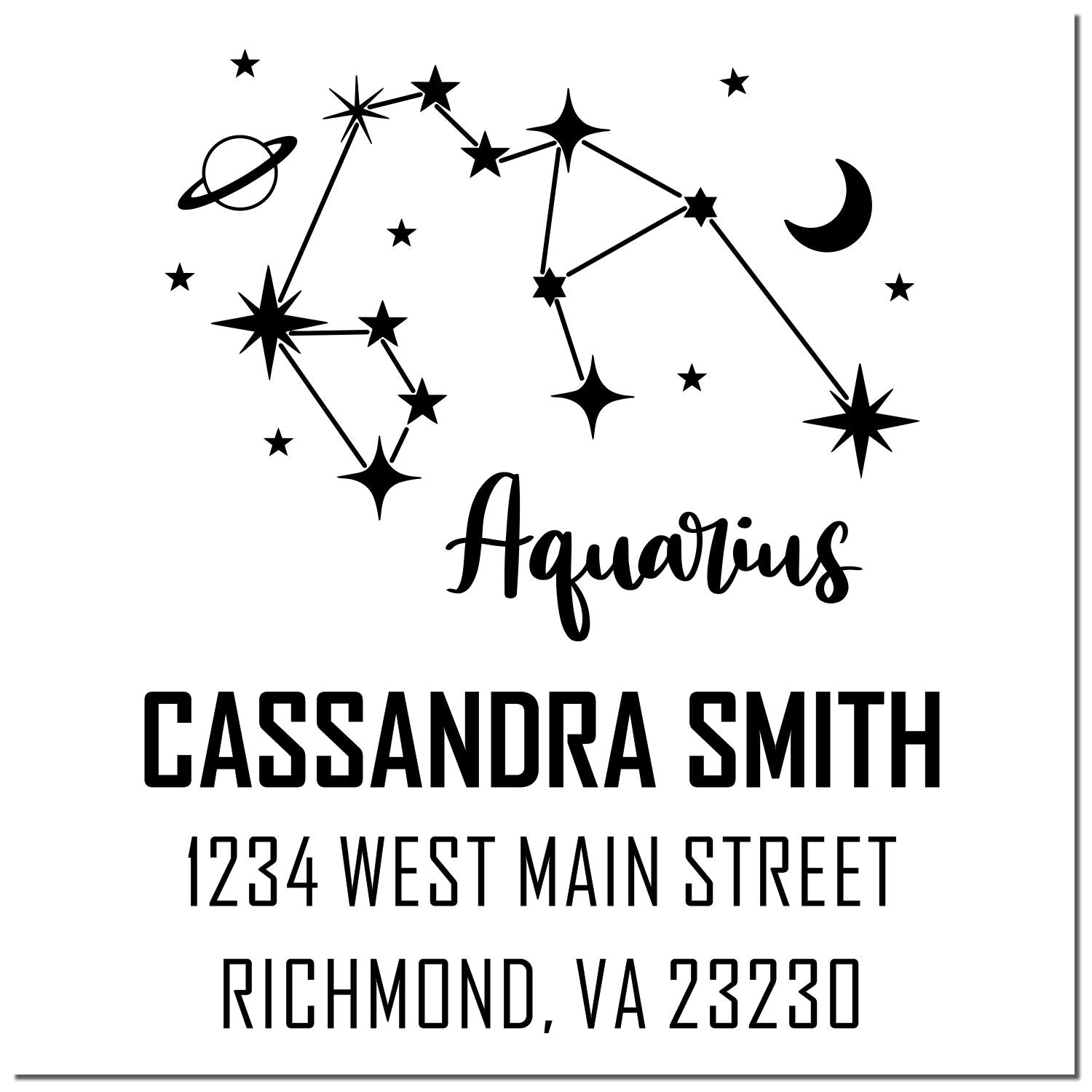 Intellectual Aquarius Zodiac Personalized New Home Stamp - Engineer Seal Stamps