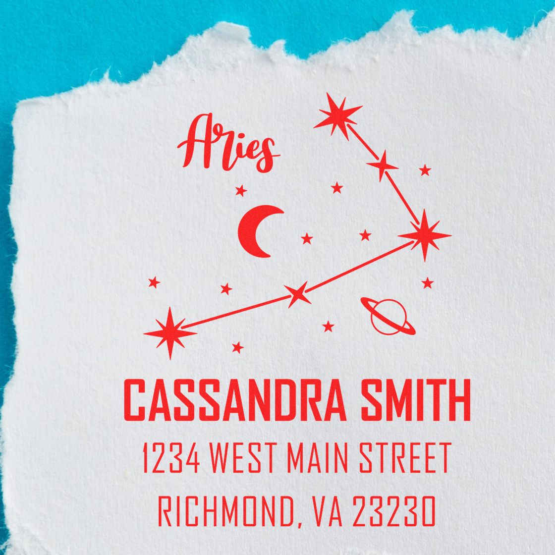 Celestial Confident Aries Self-Inking Personalized Home Address Stamp - Engineer Seal Stamps
