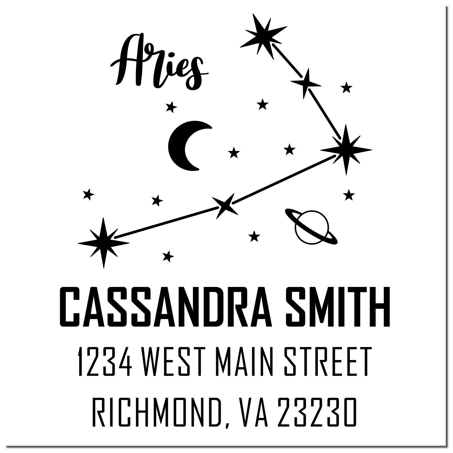 Celestial Confident Aries Self-Inking Personalized Home Address Stamp - Engineer Seal Stamps