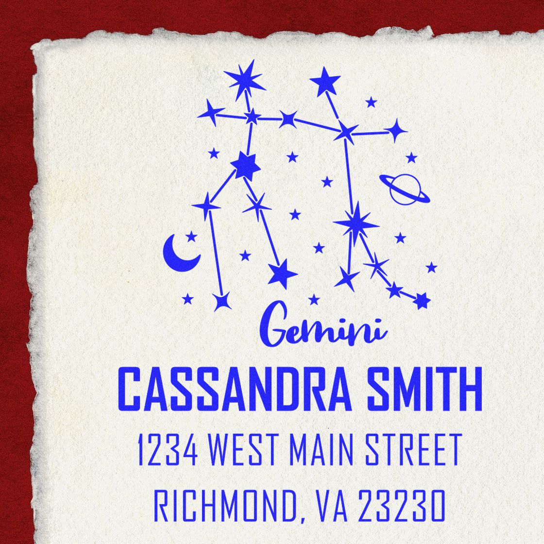 Celestial Adaptable Gemini Self-Inking Personalized Return Address Stamper - Engineer Seal Stamps