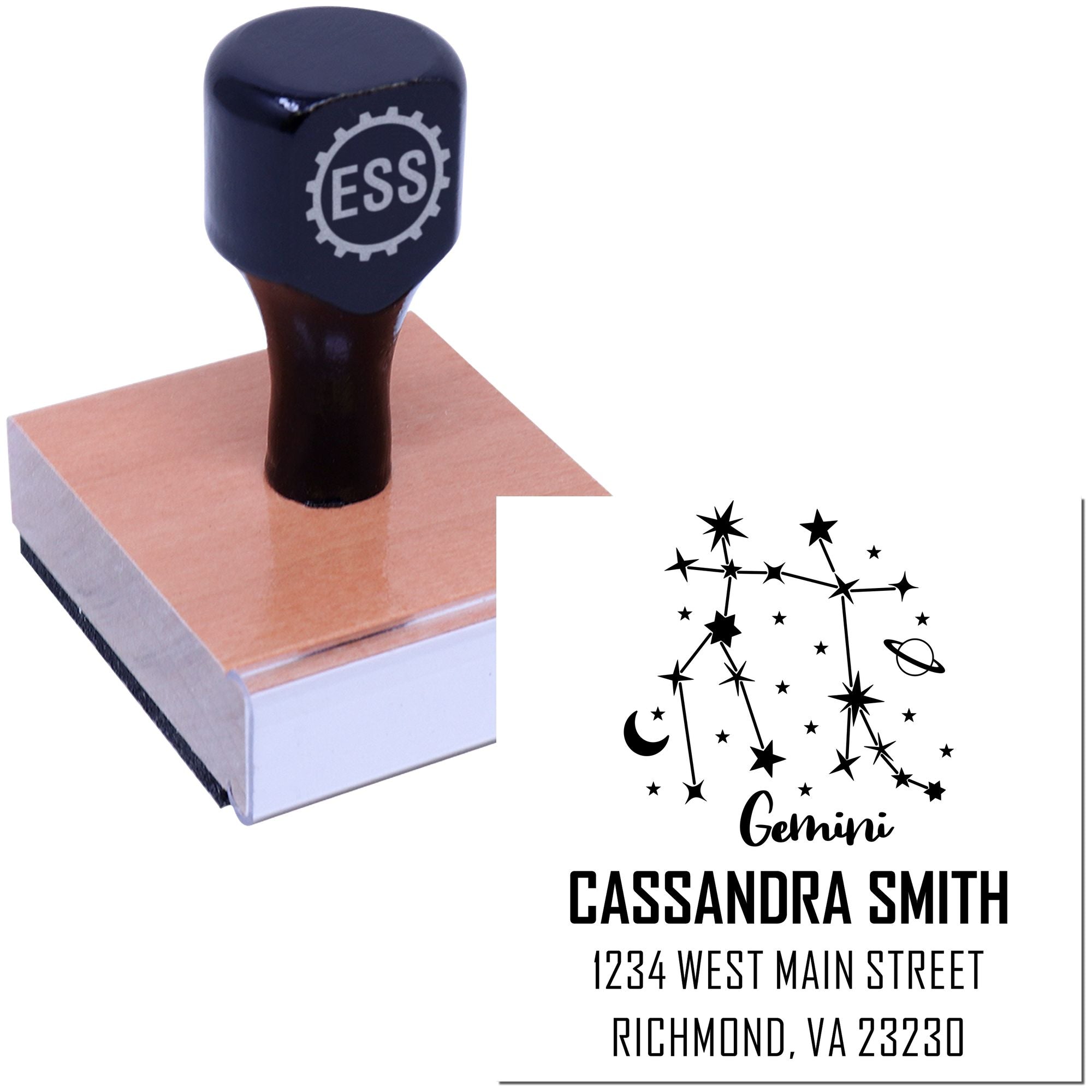 Adaptable Gemini Zodiac Customized Address Stamp - Engineer Seal Stamps
