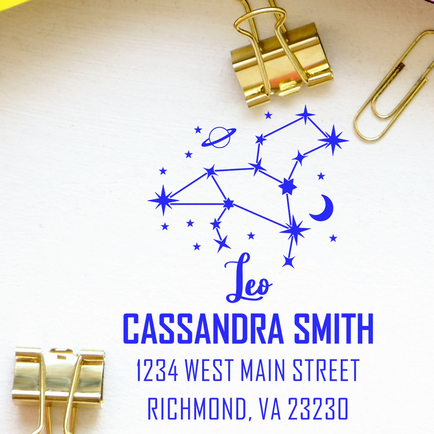 Generous Leo Zodiac Customized Address Stamper - Engineer Seal Stamps