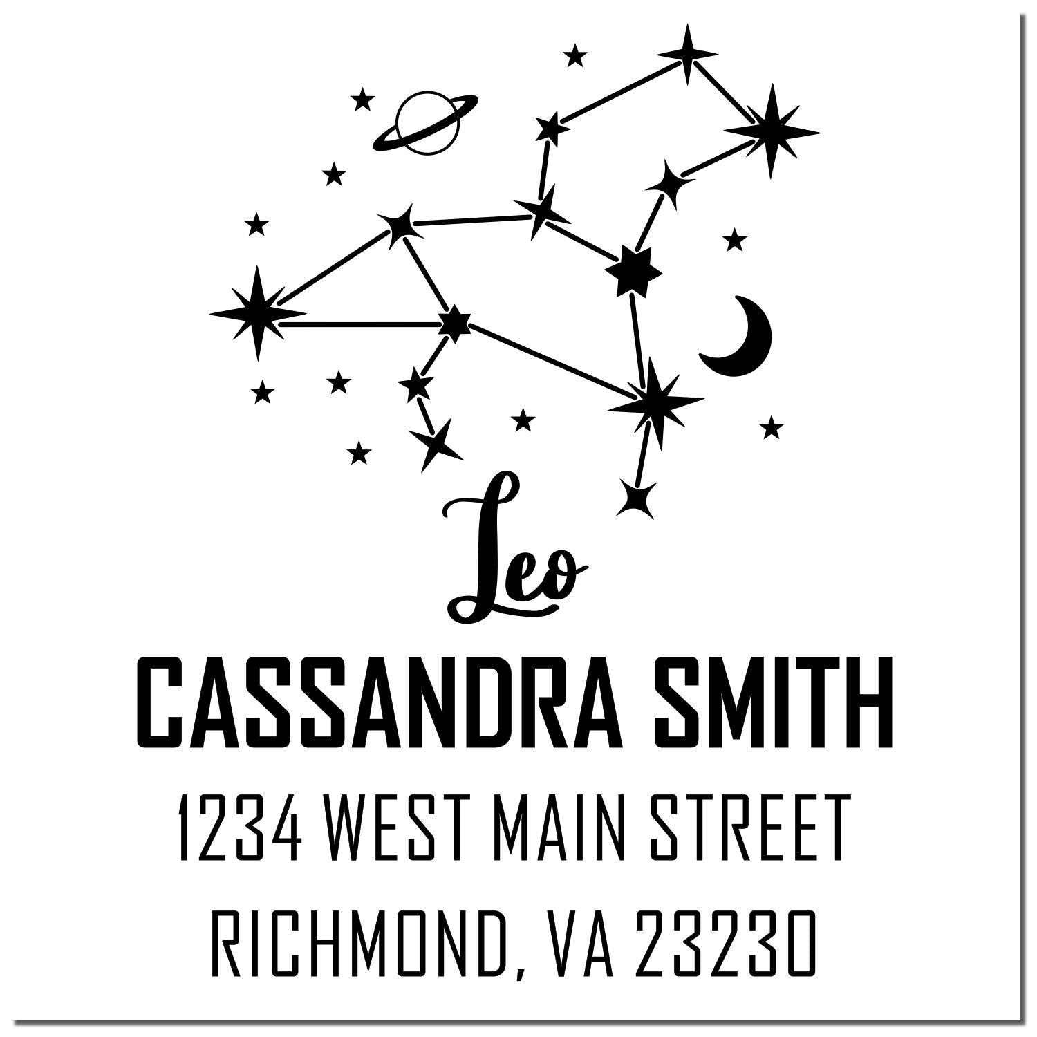 Generous Leo Zodiac Customized Address Stamper - Engineer Seal Stamps