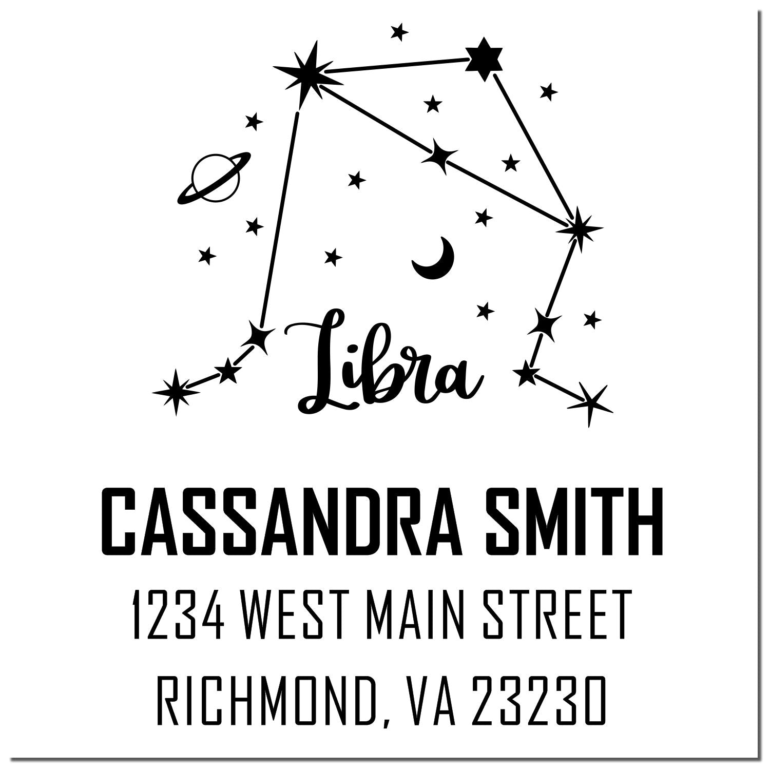Charming Libra Zodiac Customized Name And Address Stamp - Engineer Seal Stamps