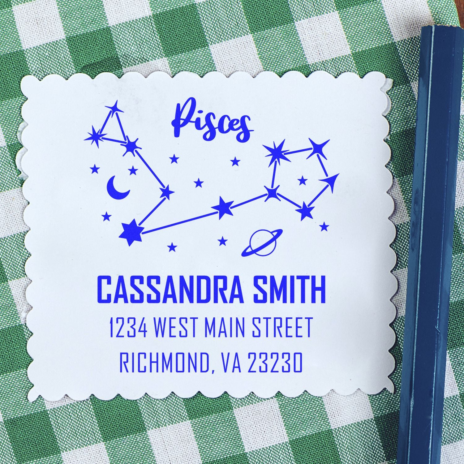 Intuitive Pisces Zodiac Customized Name And Address Stamper - Engineer Seal Stamps