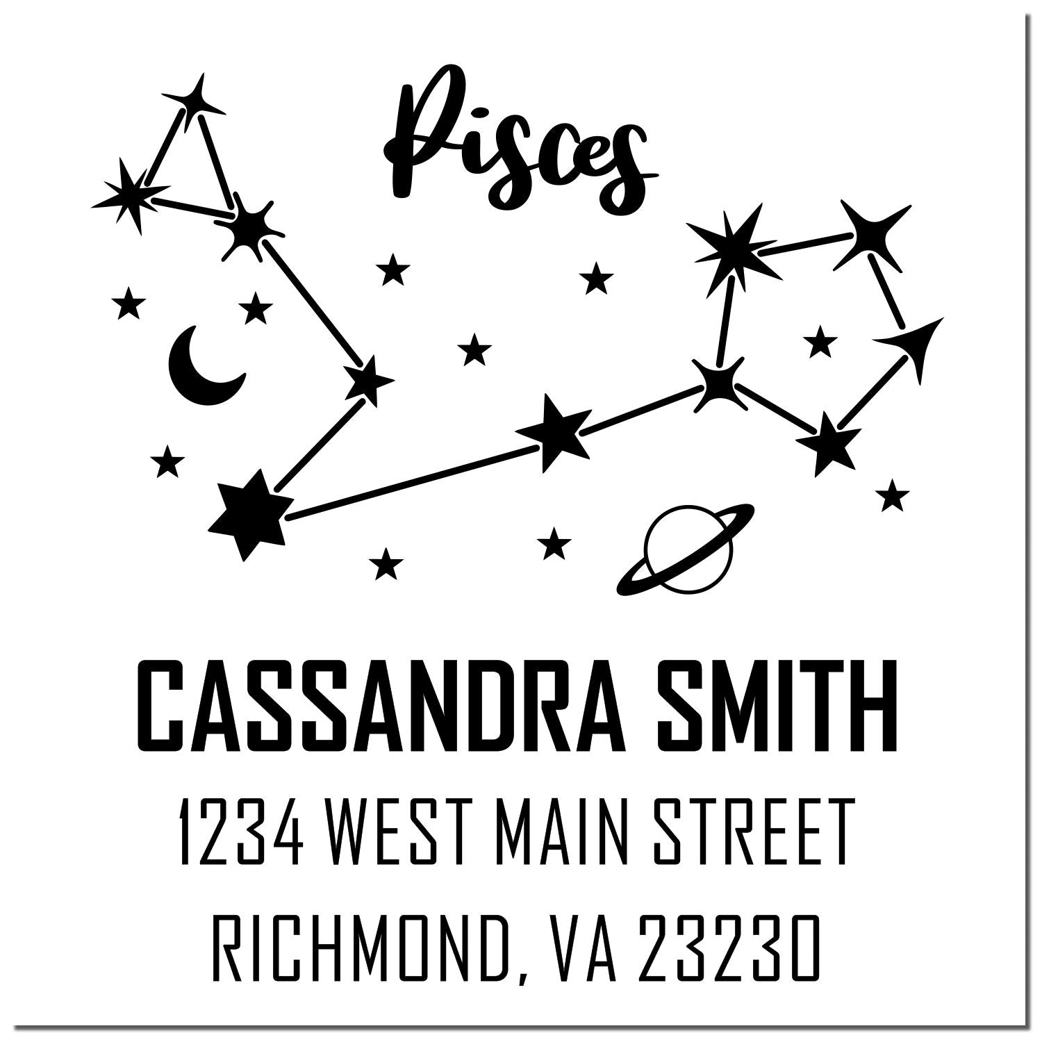 Intuitive Pisces Zodiac Customized Name And Address Stamper - Engineer Seal Stamps